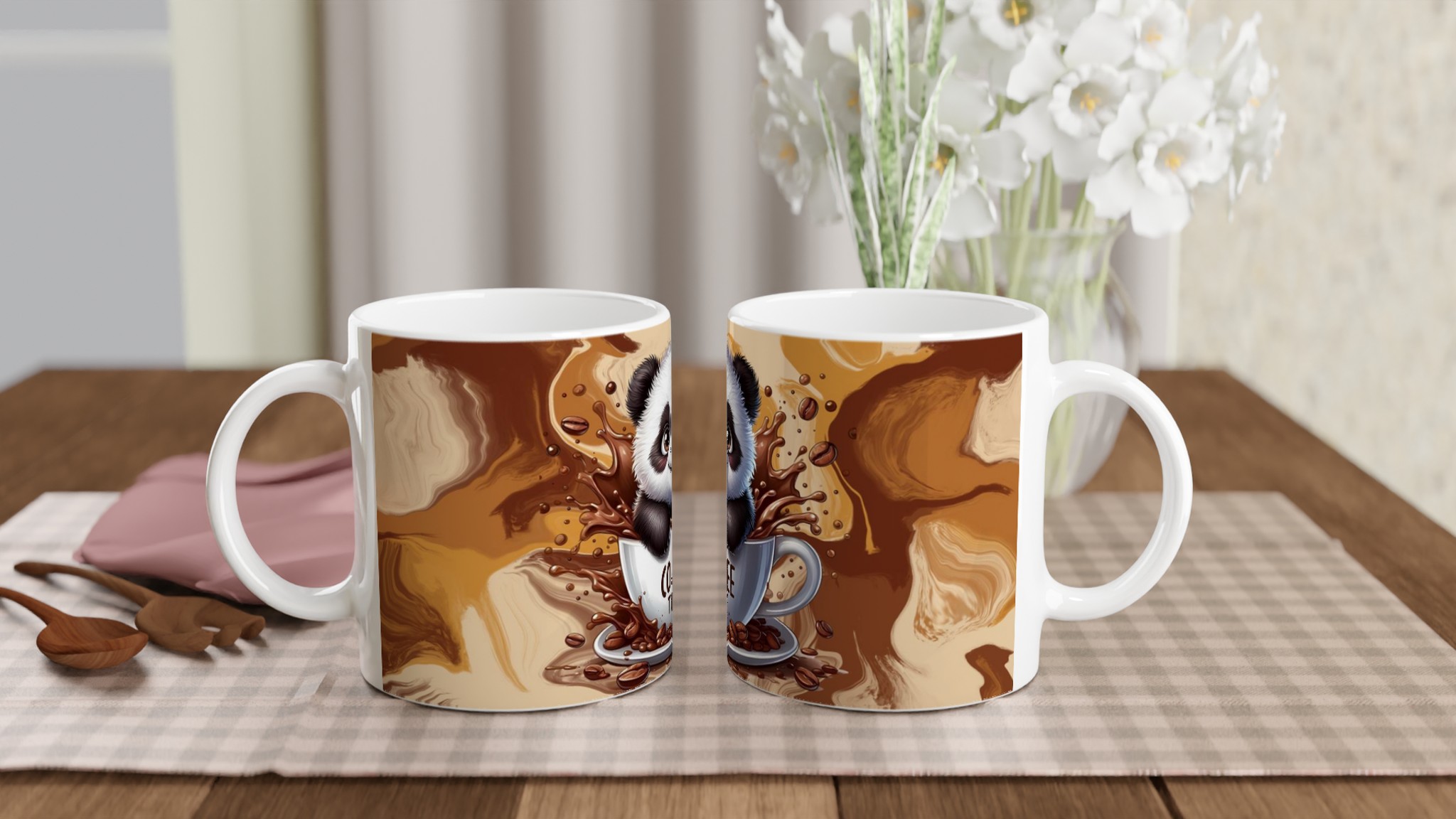 Vit 11oz keramisk mugg med lekfull panda och kaffe-motiv i flera färgstarka nyanser 10 9558096d-1f8d-4ca9-9a13-10e716460744