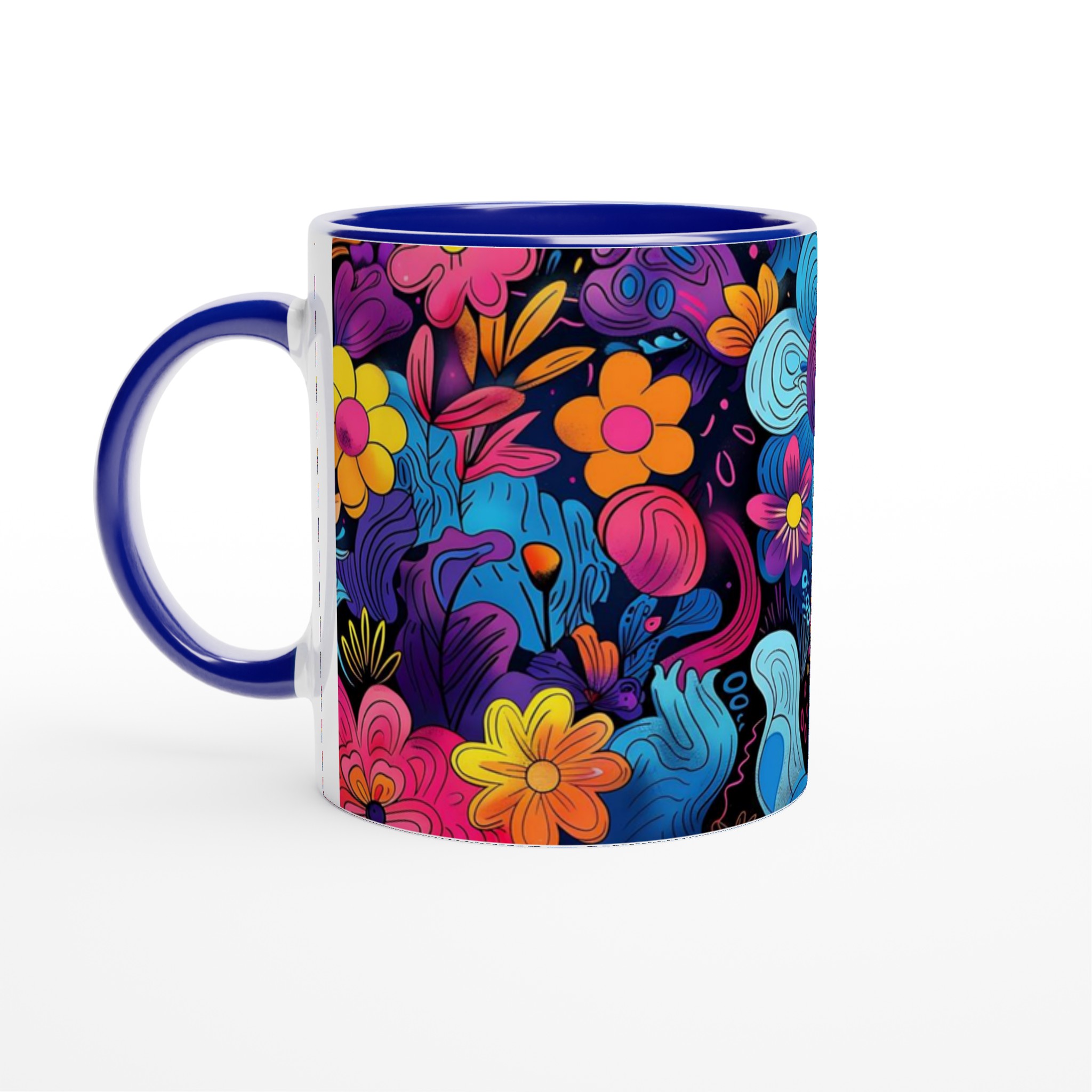Psykedelisk Blomster Keramikmugg - 11oz, Levande Färger för Ditt Kaffe eller Te 2 959b1541-23ac-44e7-a70b-f15b06def604