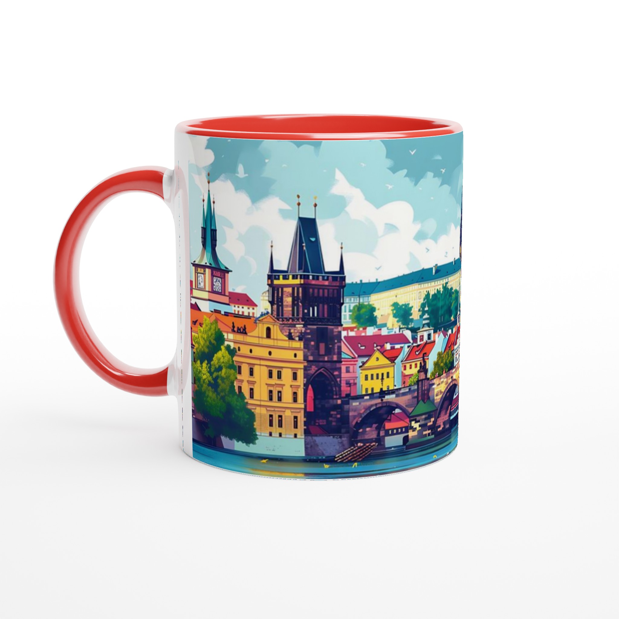Prague Cityscape Illustration Mugg – Färgstark Keramikmugg, Välj din färg! 5 95ab48fc-546a-4d2d-8a9a-e8fc74b8f0c4