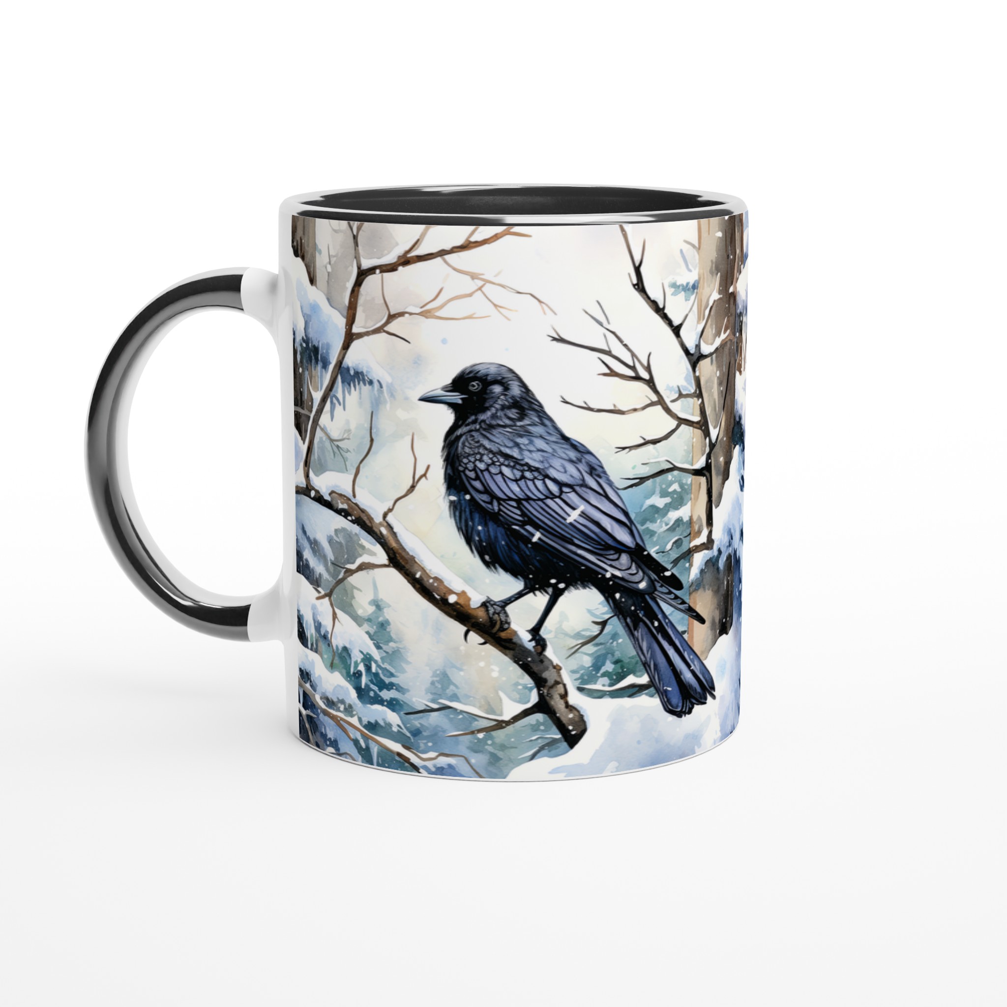 Vit 11oz keramisk mugg med vinterkråka - välj mellan sju eleganta keramiska färger 4 95b13cb6-219f-40de-90af-539c29fb20e9