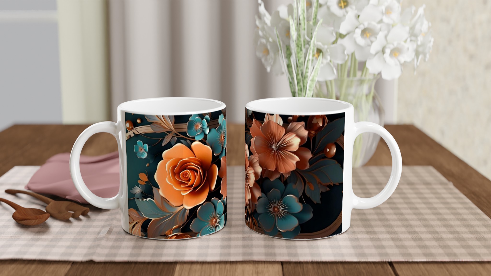 Elegant Floral Ceramic Mug – 11oz in Your Choice of Vibrant Colors 10 961a2c28-35d9-43a6-ad18-f540878e11af
