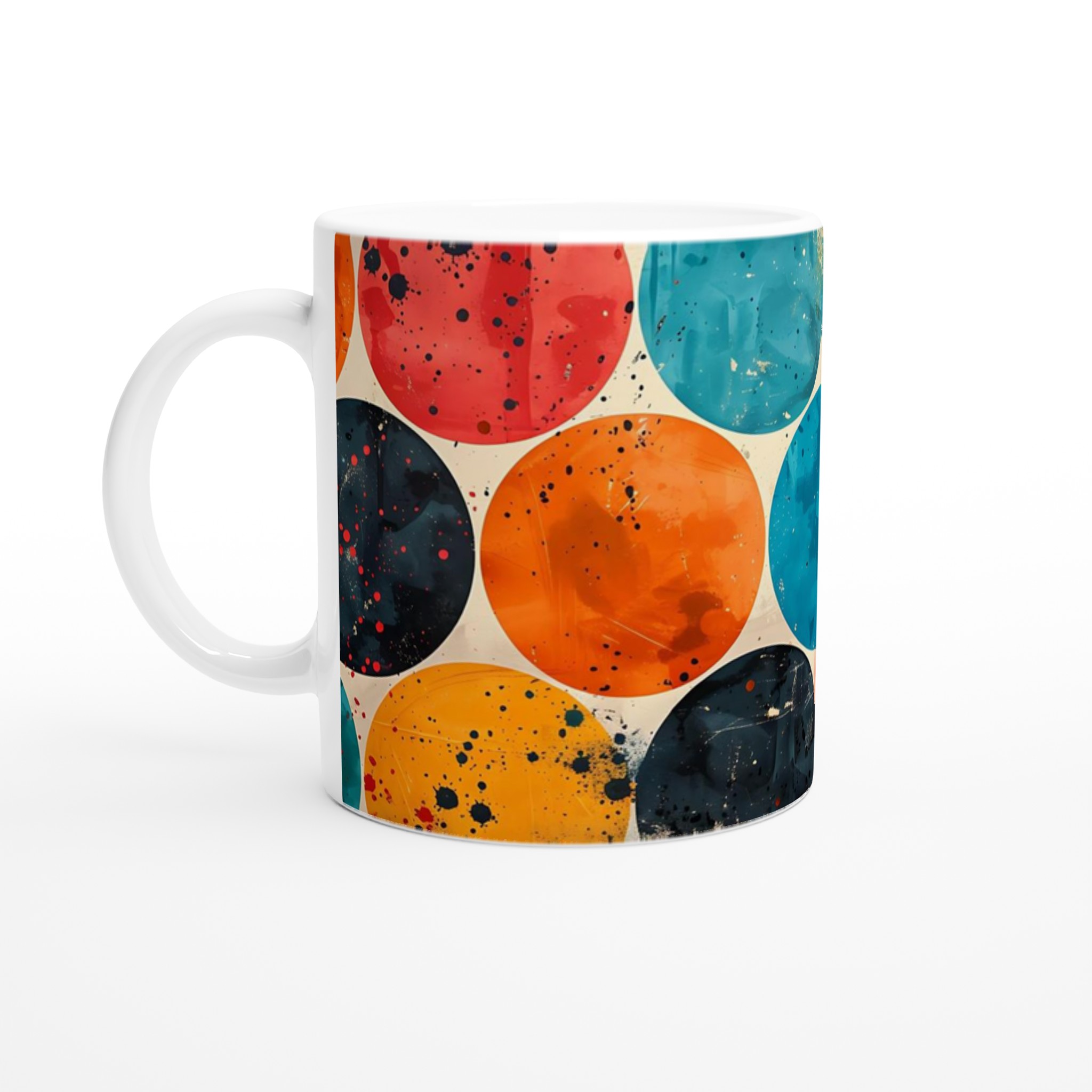 Retro Abstrakt 11oz Keramisk Mugg – Konstfulla Cirklar i Livfulla Färger 1 96523140-3c4f-4342-ba0c-ad273765034f