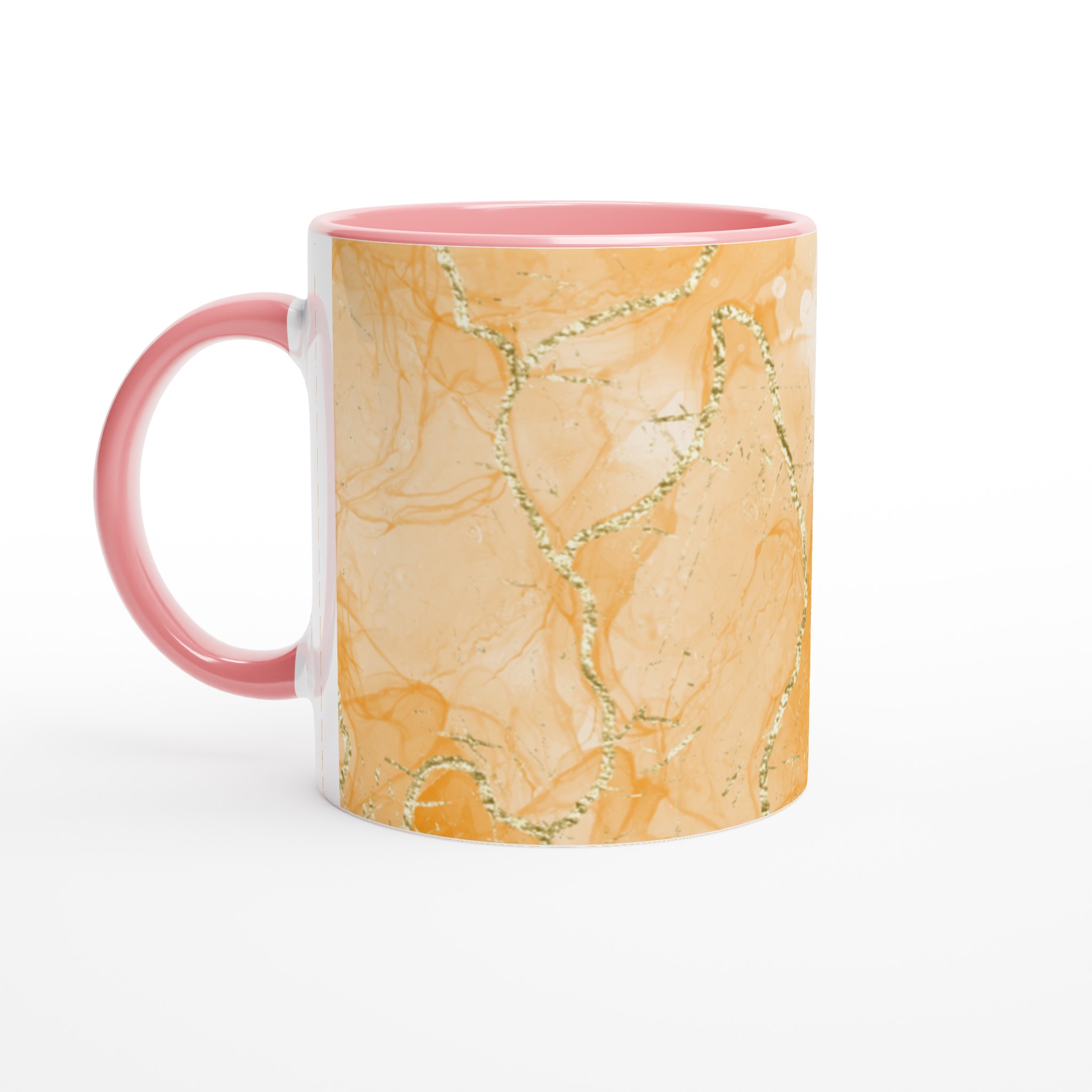 Elegant Vit 11oz Keramisk Mugg med Guldskimrande Abstrakt Design 6 965c61af-148b-4684-80b2-47f59cb01828