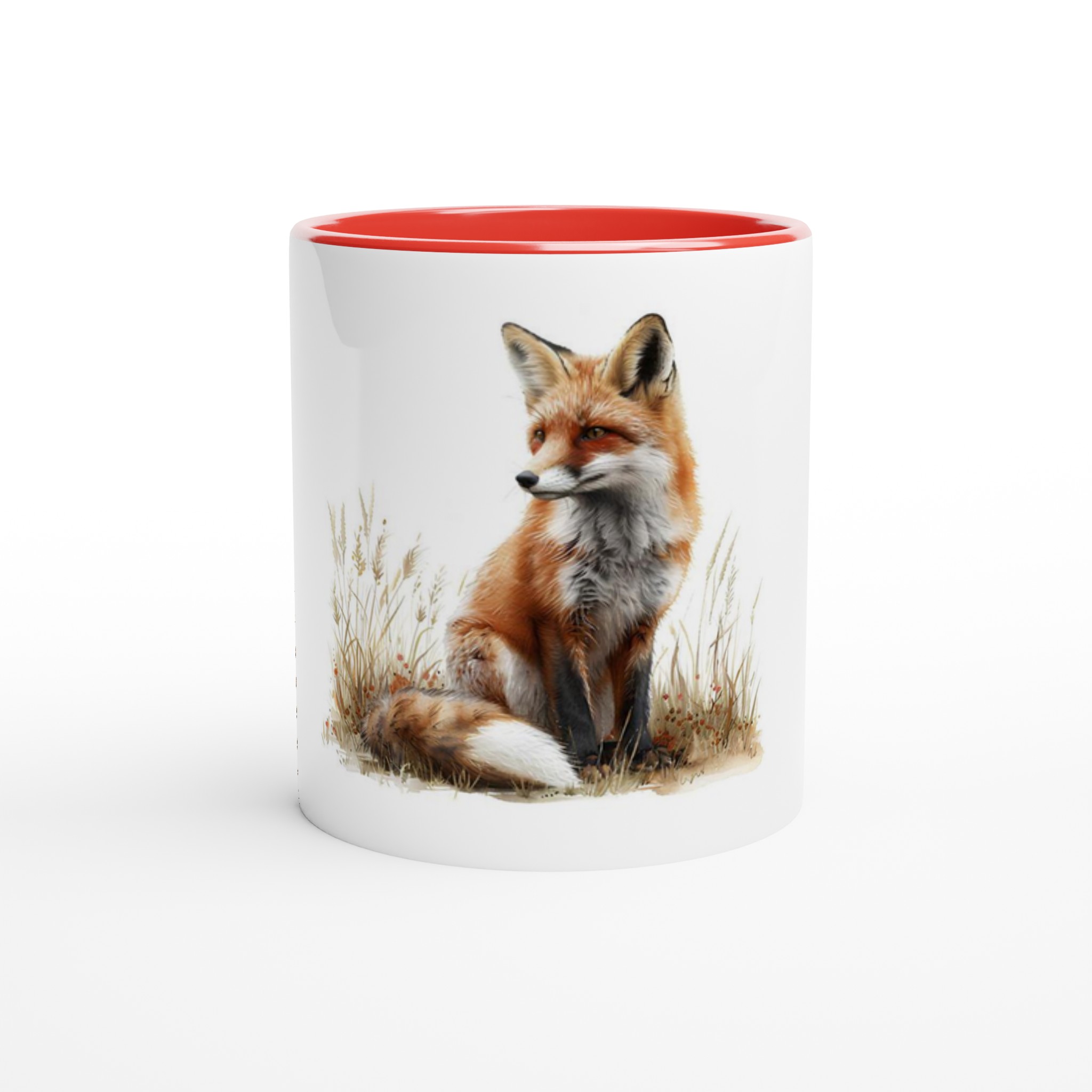 Vacker Akvarellräv 11oz Keramikmugg - Charmig Design med Färgad Insida 2 9664551a-1902-4694-9f95-9f2457b87352