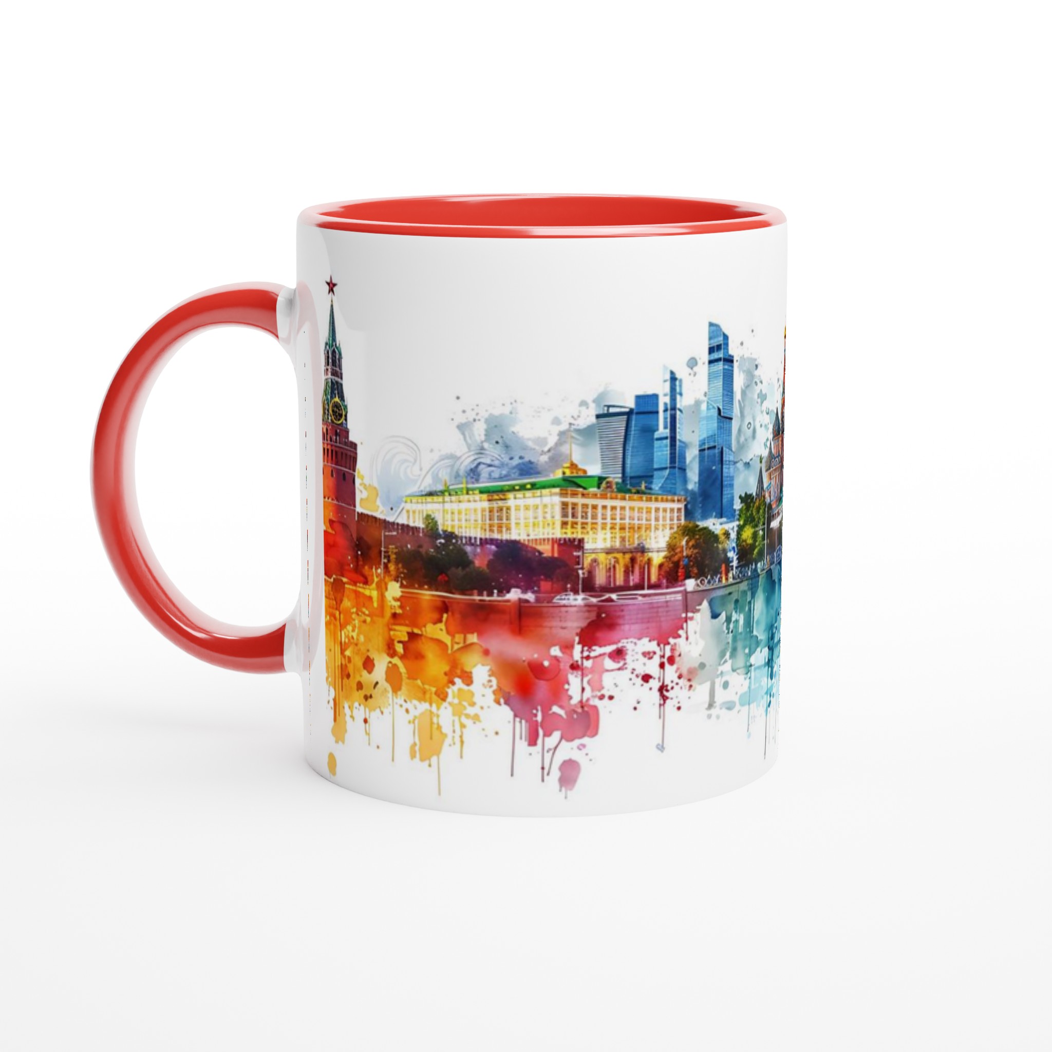 Abstrakt Moskva Stadssiluett Keramisk Mugg - Akvarellstil i Valfri Färg 5 9681fc8d-057b-4f8a-ace0-3d7fc30f8ed5