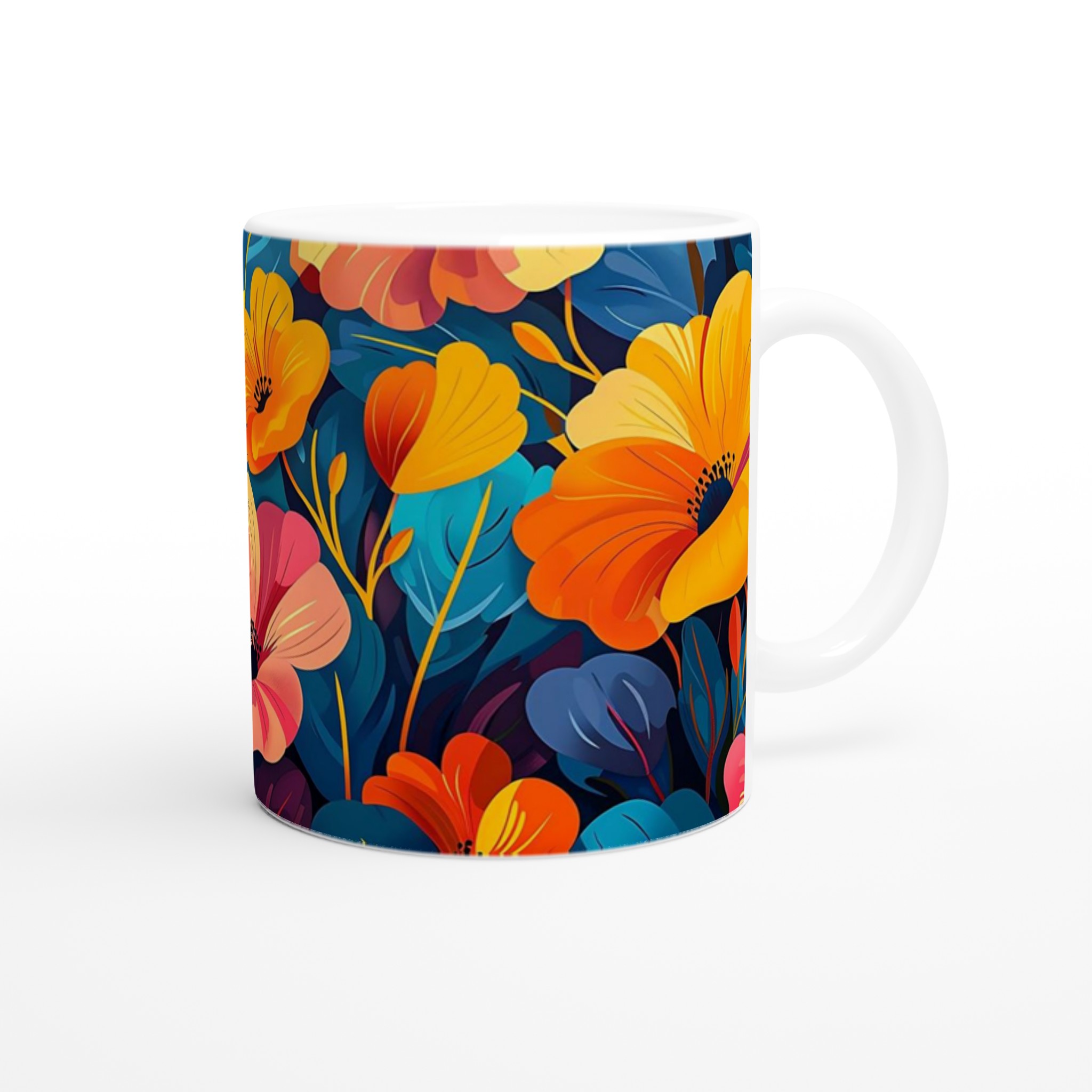 Tropisk Blomsterglädje 11oz Keramisk Mugg – Färgglad Design för Kaffe- & Teälskare 10 968221c0-e291-44d9-97a7-810834c1f1ed