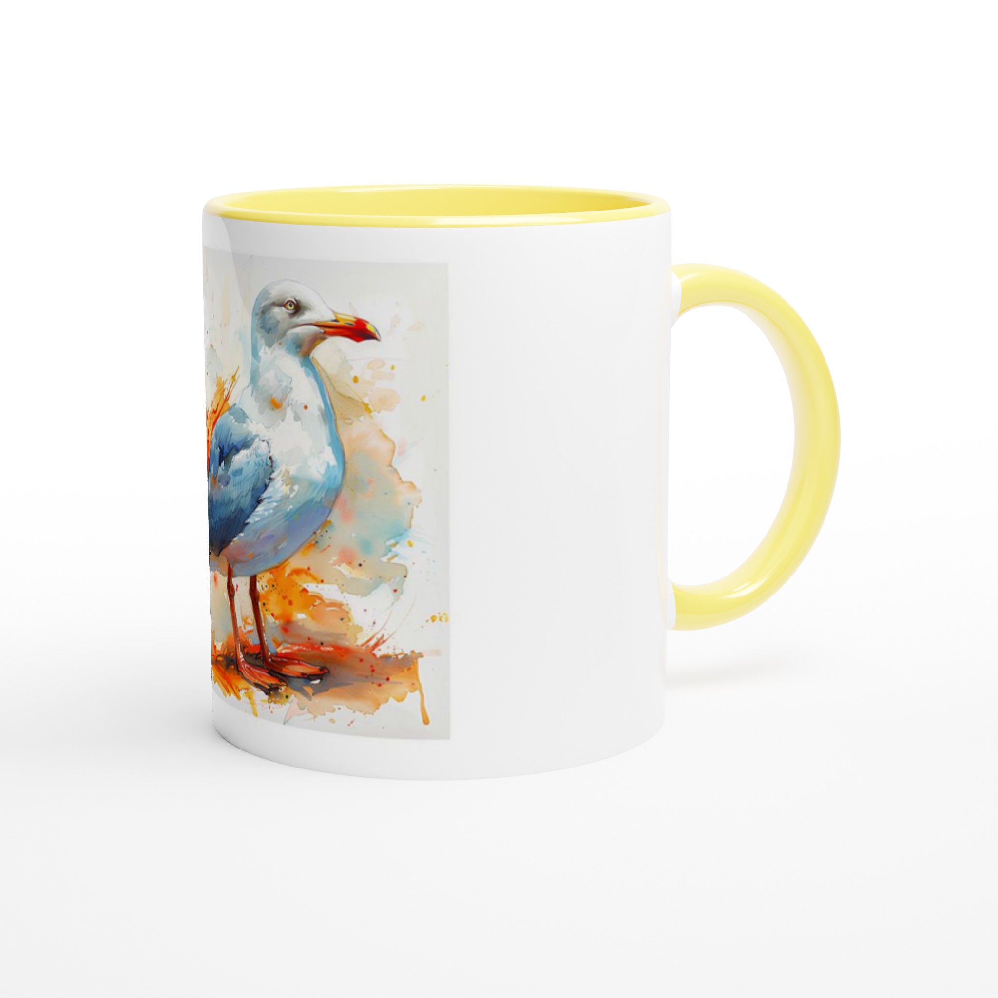 Akvarell Mås Keramisk Mugg – Färgglad Havsinspirerad Kaffekopp med 6 Valfria Innerfärger 8 969e40dd-34b0-498f-b4fe-d227af2fe6cf