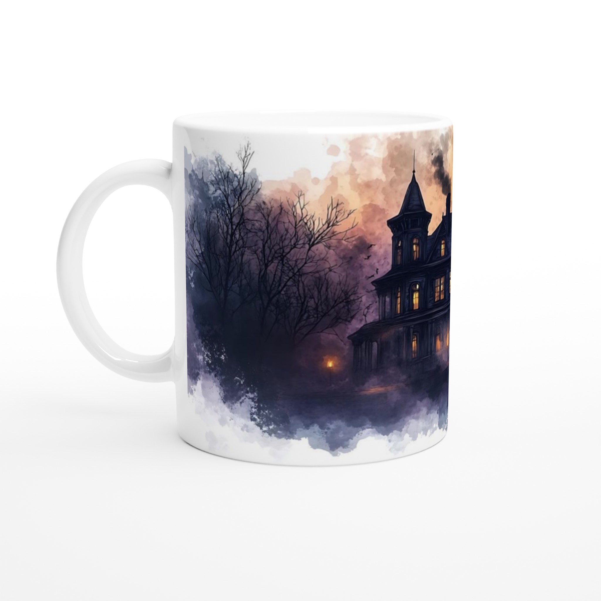 Mystisk Gotisk Herrgård Mugg – Spöklik Design i Vattenfärg, Perfekt för Halloween & Skräckfans i Flera Färger 1 96b63832-b25b-444c-9927-7dc951e89b94