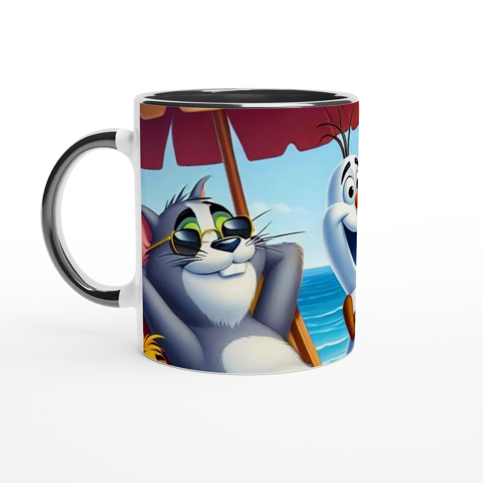Vit 11oz keramisk mugg med lekfulla sommarvänner i färgstarkt tryck 5 96d49b27-174f-46ff-b9f1-8758a4426a9a