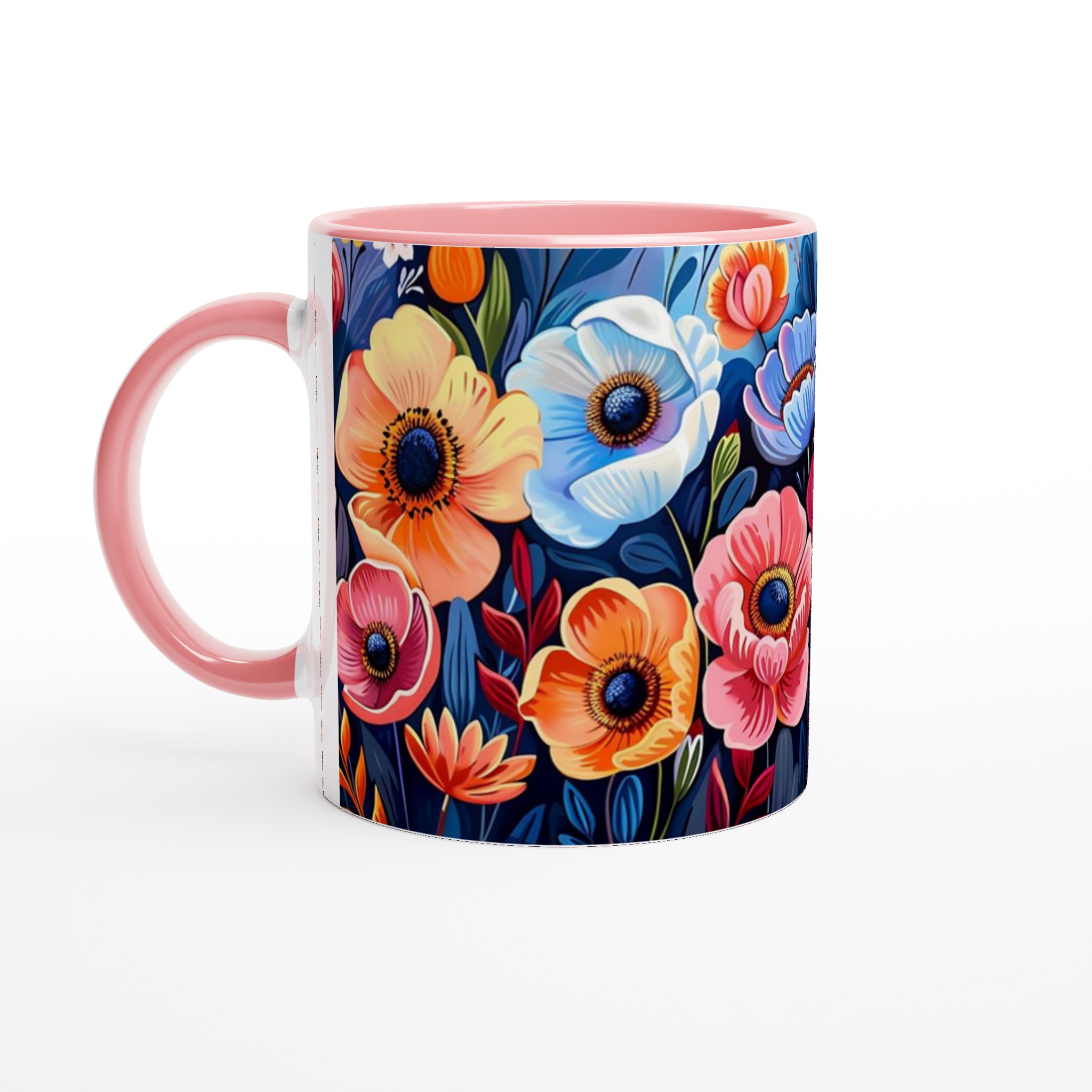 Färgsprakande Blomstermugg – 11 oz Keramisk Mugg för Kaffe & Te i Sju Levande Färger 6 96dc3507-f240-4e13-96f2-feec2de55493