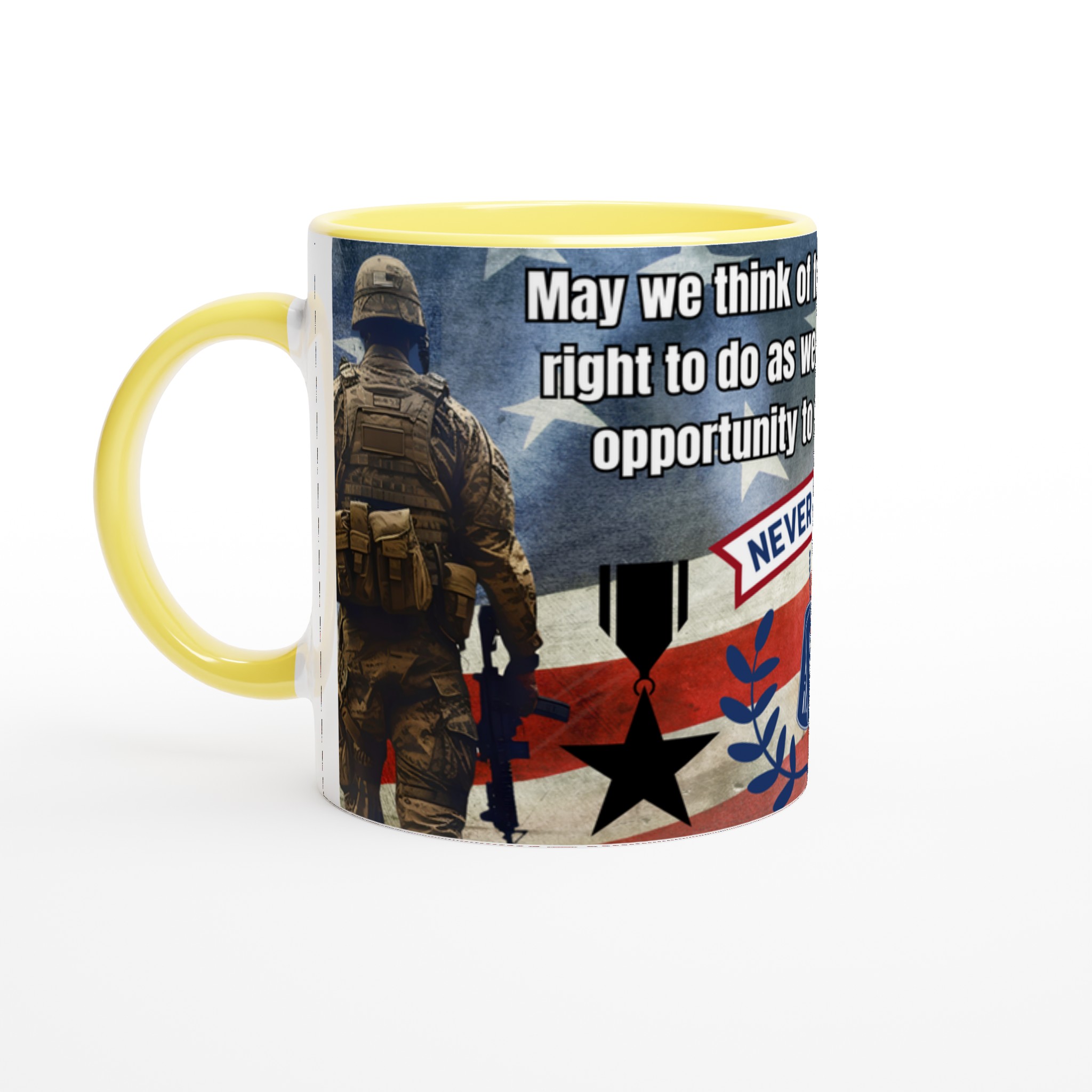Vit 11oz keramisk mugg med patriotic Never Forget-motiv – välj bland sju kraftfulla färger 3 96e0464d-7a99-4f89-9e1f-9cbba0ddbcca