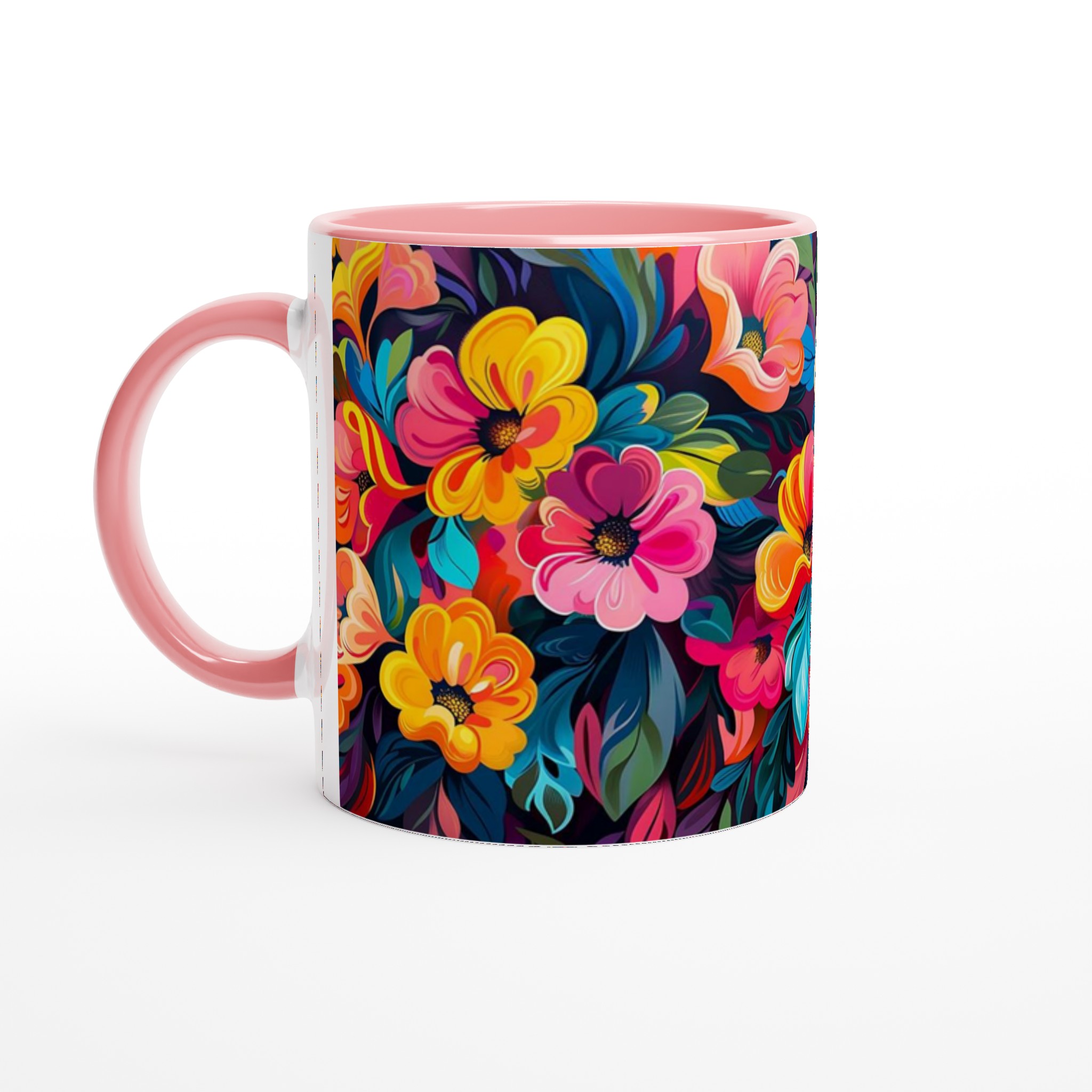 Färgsprakande Blomstermugg – 11 oz Keramikmugg i ditt Val av Sju Livfulla Färger 6 96e87270-8186-4a40-bcae-32bcd5957486