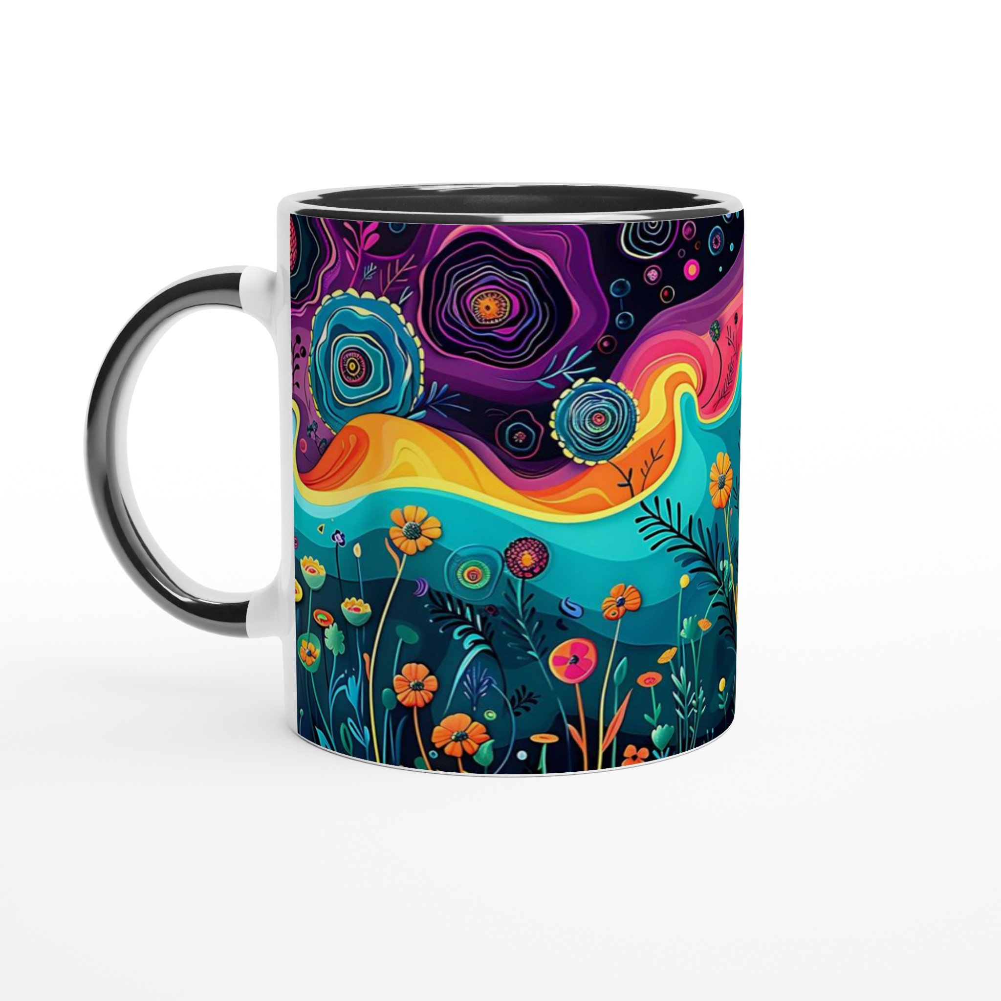 Abstrakt Blomsterprakt Mugg - Färgstark Keramik för Din Födelsedagspresent eller Kaffestund 4 96f580ce-f6fa-46ab-bc93-bd60a858c6e4