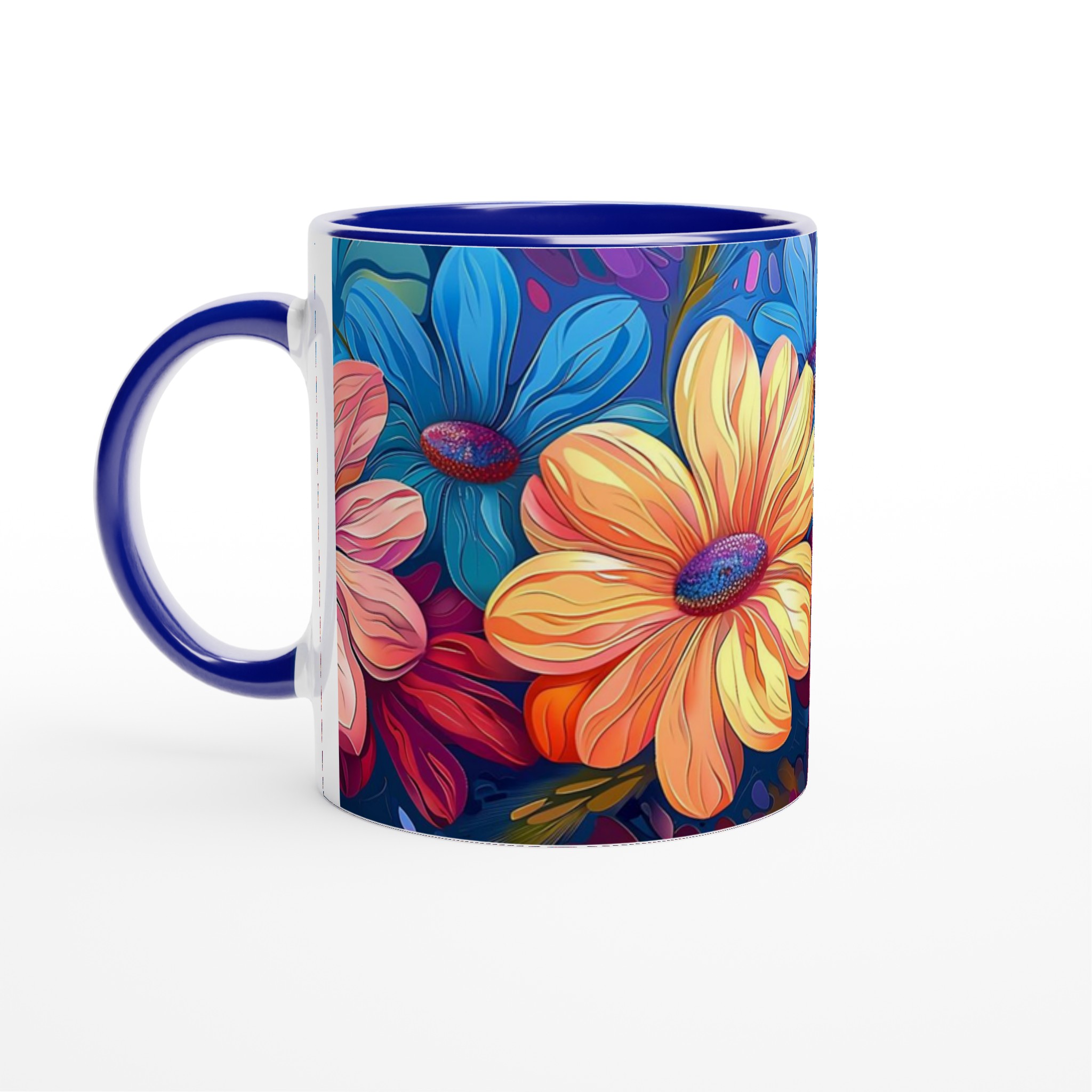 Färgglad Blommig 11oz Keramisk Mugg – Konstnärlig Design i Ditt Val av Färg 2 970f14d0-cb92-4668-bc27-9ee8c291b225