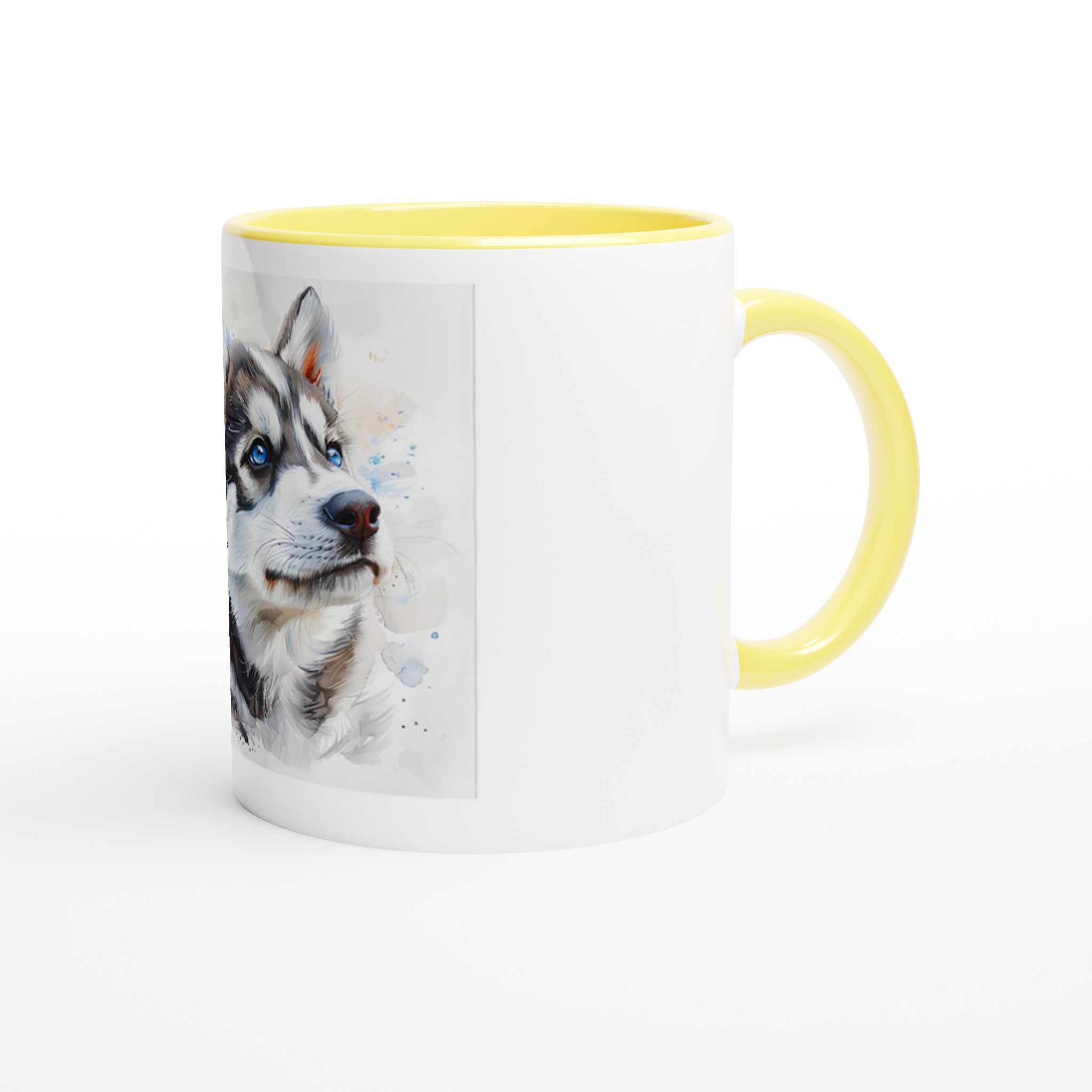Vacker Husky Valp Akvarell Keramikmugg – Färgad insida & handtag i ditt val av 6 nyanser 8 97332109-757a-484f-acf7-b83212578f80