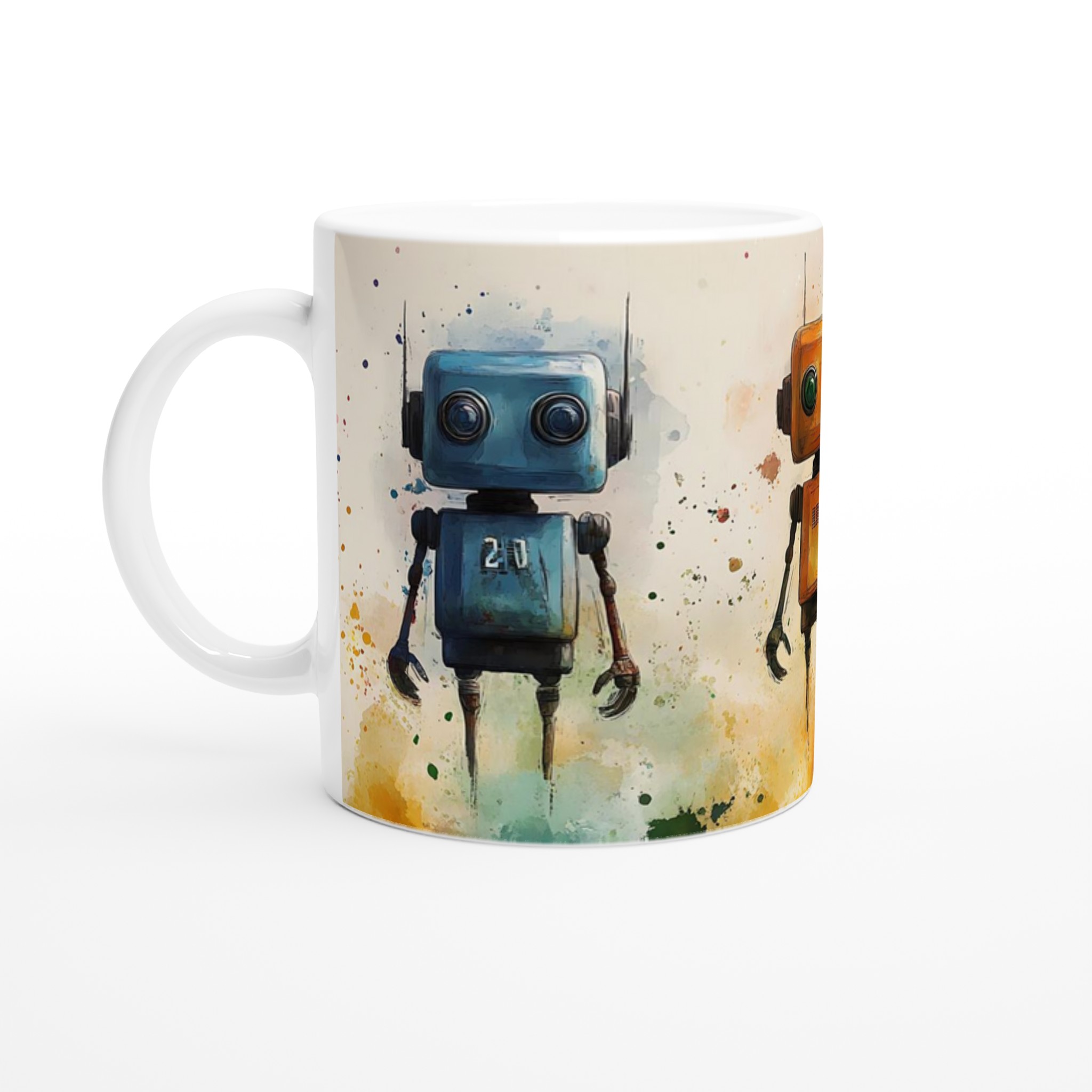 Retro Robot Vattenfärg Keramikmugg – Din personliga mugg i sju färgglada varianter! 1 974c2aad-804c-45ce-9875-47cb48d8ed69