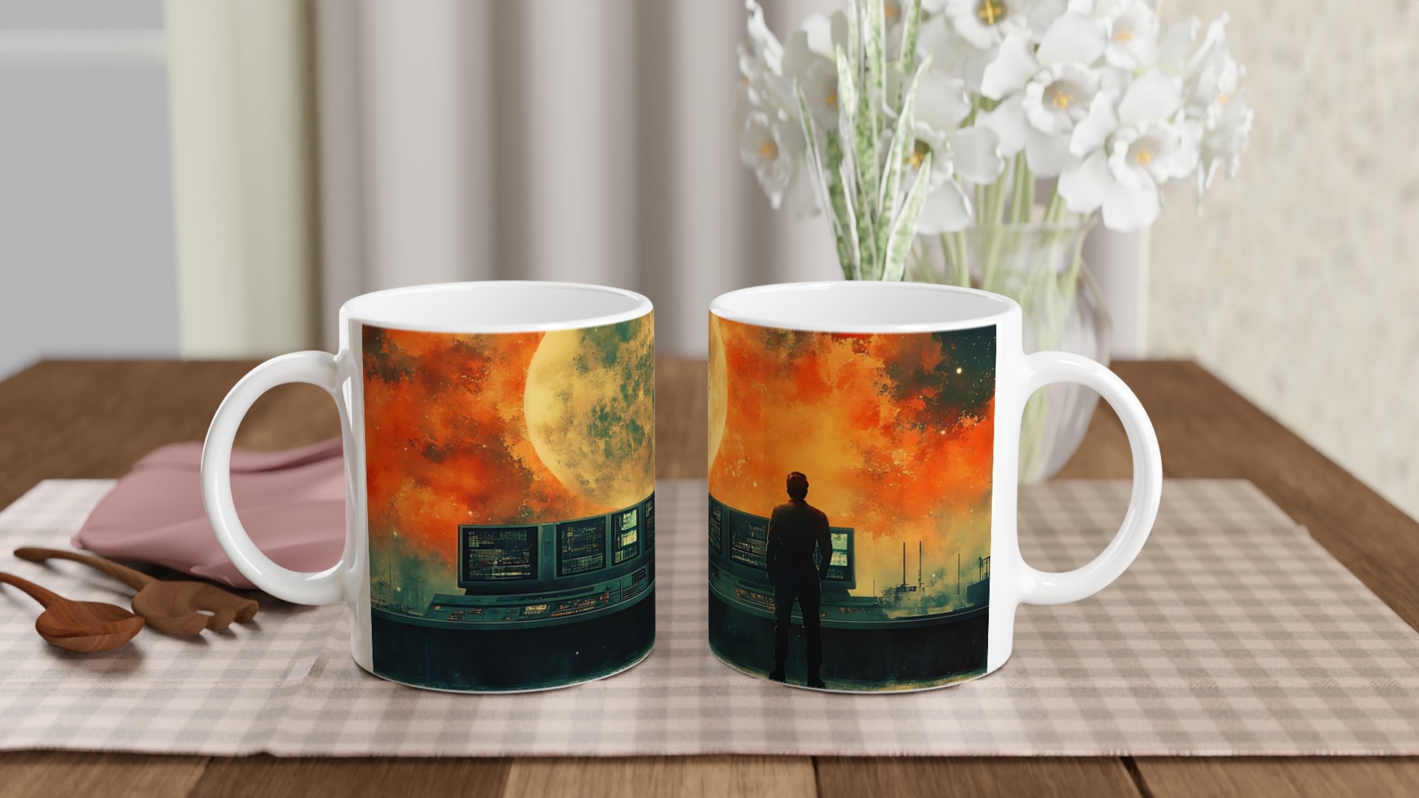 Kosmisk Överblick Mugg – Sci-Fi Konst inspirerad keramikmugg i ditt val av färg 10 977d2188-8480-4fc2-b6b3-b8c02e92ded3