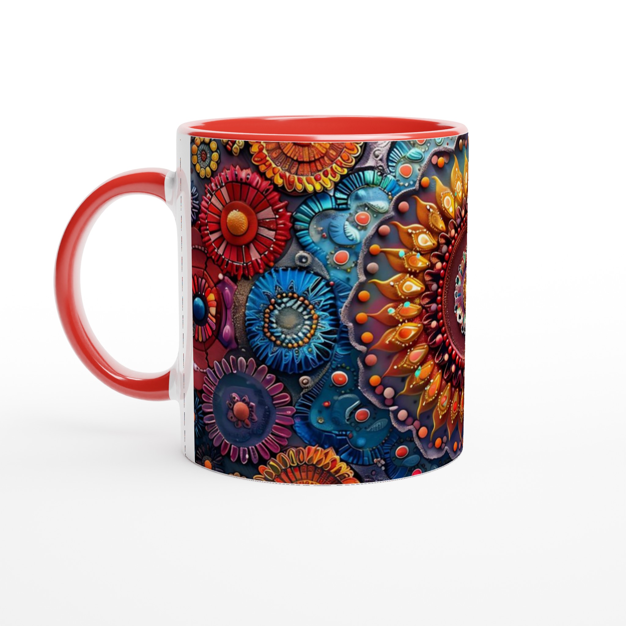 Mångfärgad Mandala Keramikmugg - 11oz Konstnärlig Kaffemugg i Ditt Val av Levande Färger 5 97baefa9-b1bd-42c2-ac19-d4cd02b55dbd