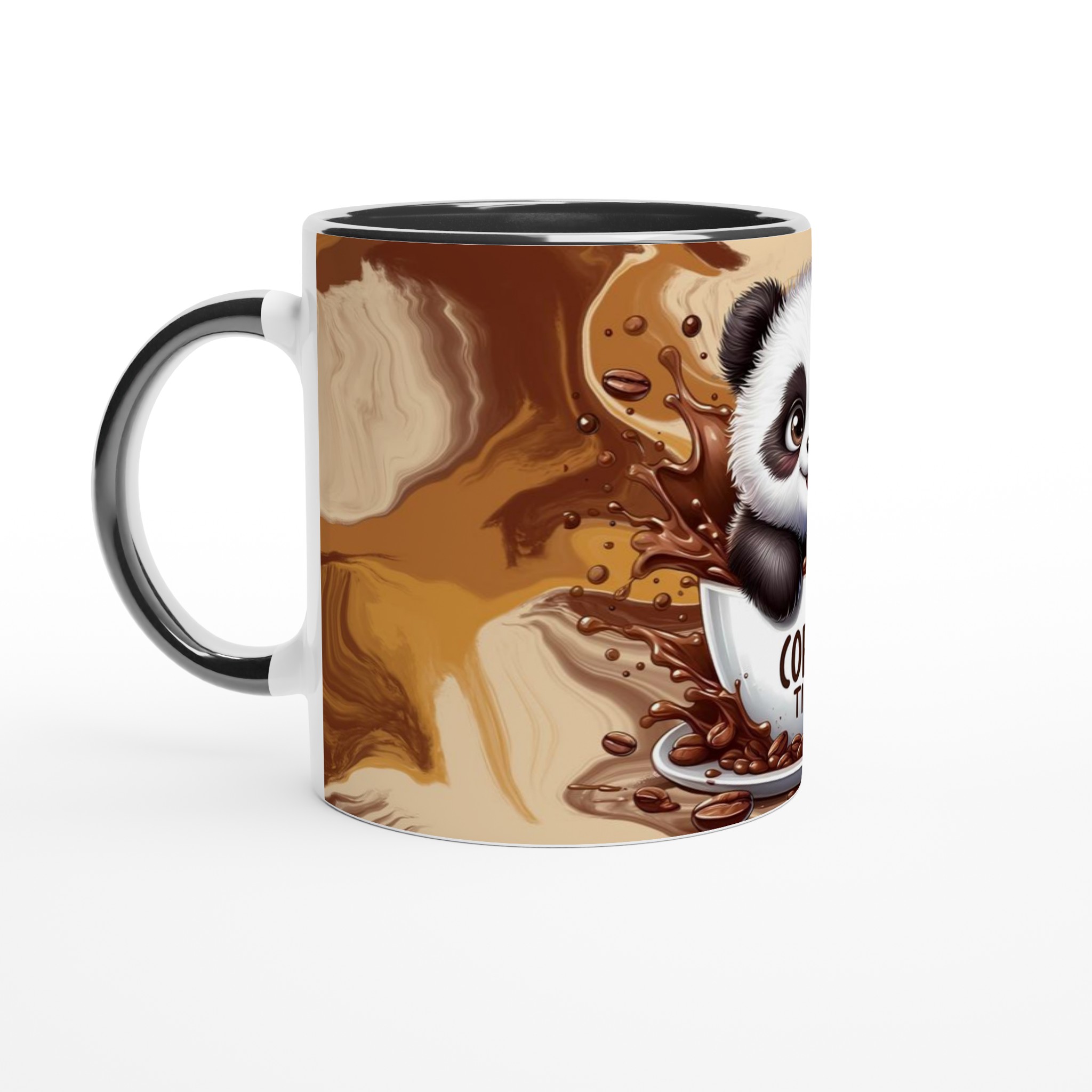 Vit 11oz keramisk mugg med lekfull panda och kaffe-motiv i flera färgstarka nyanser 4 97e50d4d-2c30-4ba9-8ff2-c181b169ec21