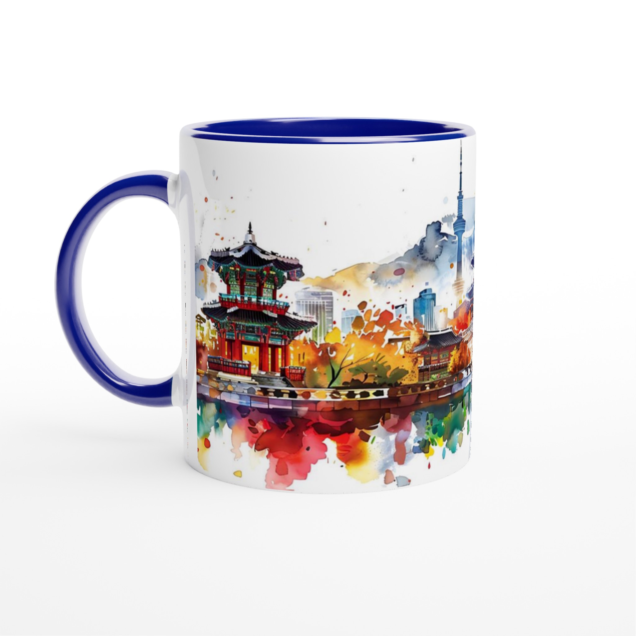 Seoul Skyline Akvarell Mugg - Koreansk Reseminne i Vattenfärg, 11oz Keramik 2 97e83f34-1002-4b79-9717-6cb1843b56f9
