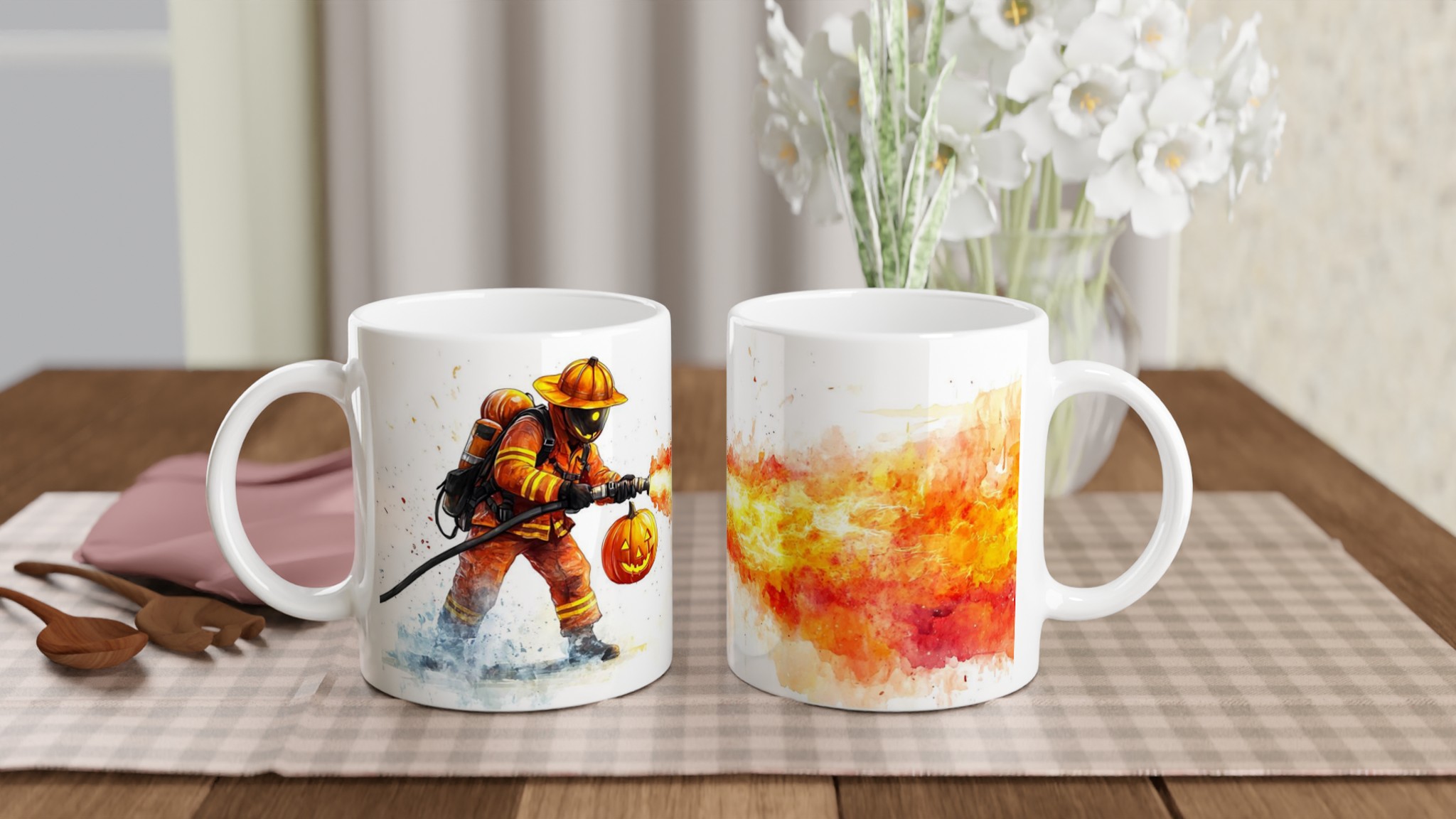 Unik Halloween Brandman Mugg – Eldigt Motiv, Hållbar Keramik i 7 Färger! 10 981f7674-645f-47b4-b421-7353e8968672