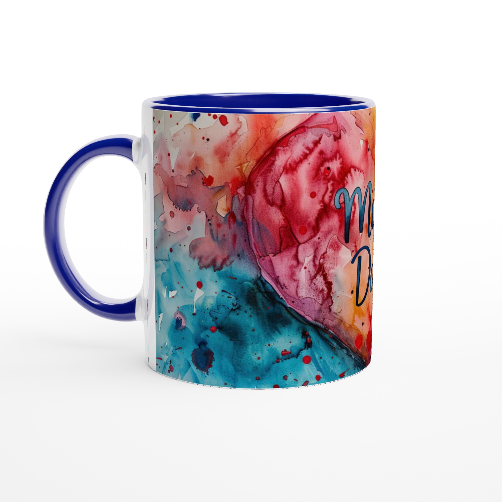 Mother's Day 11oz Ceramic Mug – Bright Watercolor Heart Design in Your Choice of Seven Colors 2 98556d13-befb-45c5-bf67-616744197961