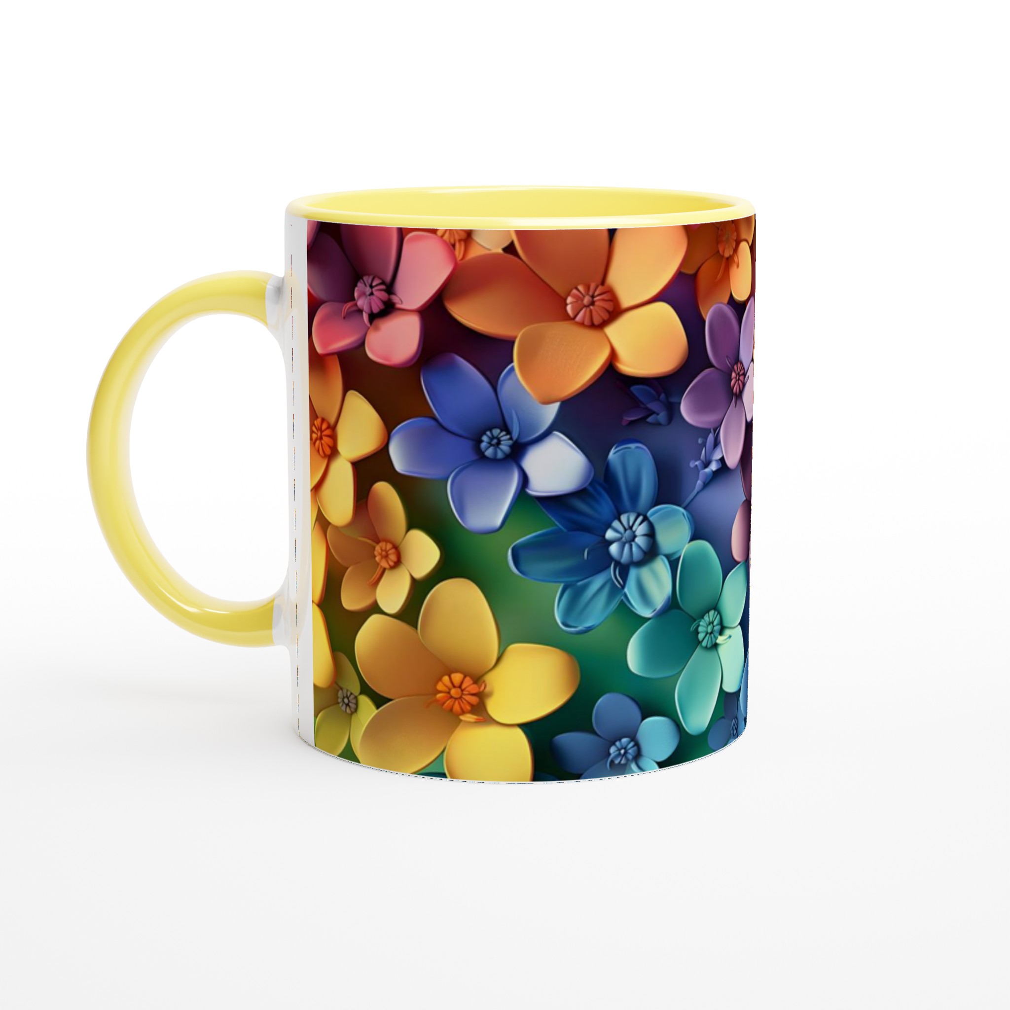 Färgsprakande Blomstermugg – 11oz Keramikmugg i Ditt Val av Färg 3 98b68ebc-60d5-46ef-a4c4-4ec4887b6db0