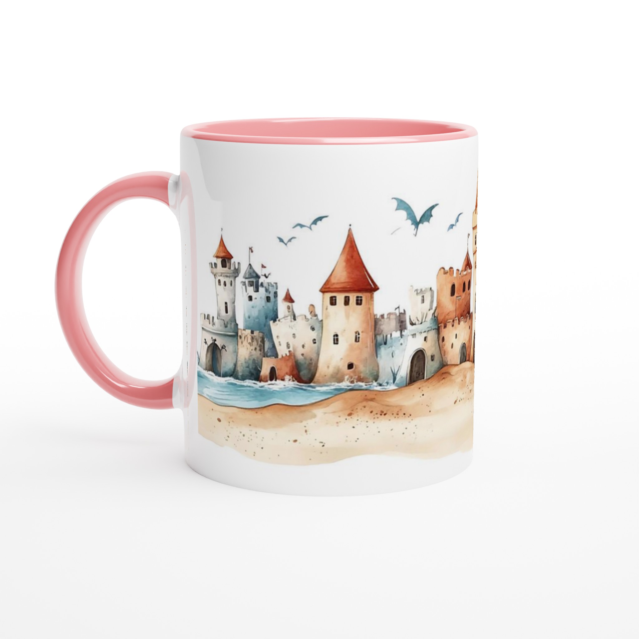 Fantasy Sand Castle Keramisk Mugg – Drömlikt Akvarelltryck med Slott och Drakar, Perfekt för Äventyrslystna 6 98c28c05-056b-4ba9-be7c-1a8465bb607f
