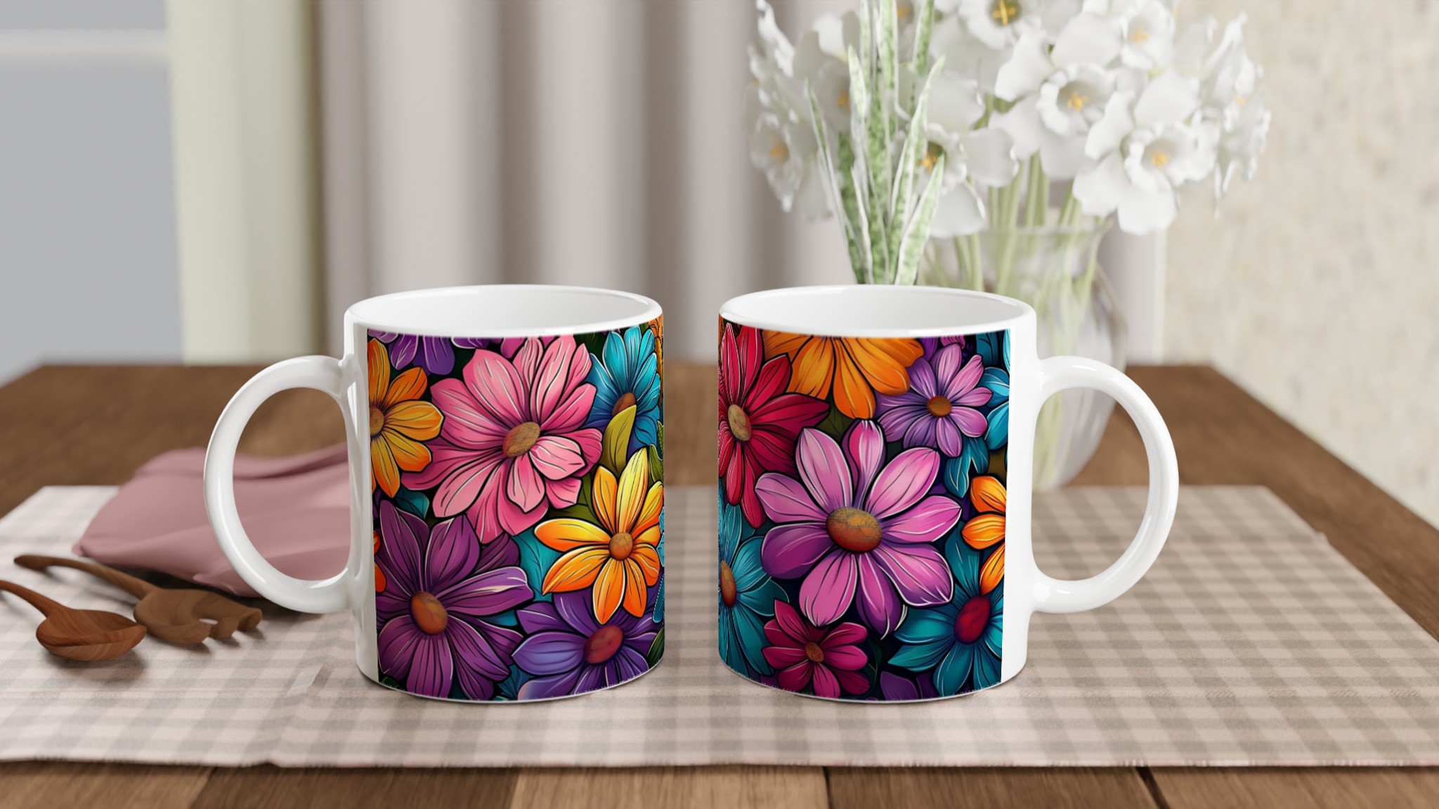Färgsprakande Blomstermugg – 11oz Keramikmugg i ditt val av 7 nyanser för en personlig touch 10 98f7344d-4409-4cc1-b70c-a3430ff6ee9e
