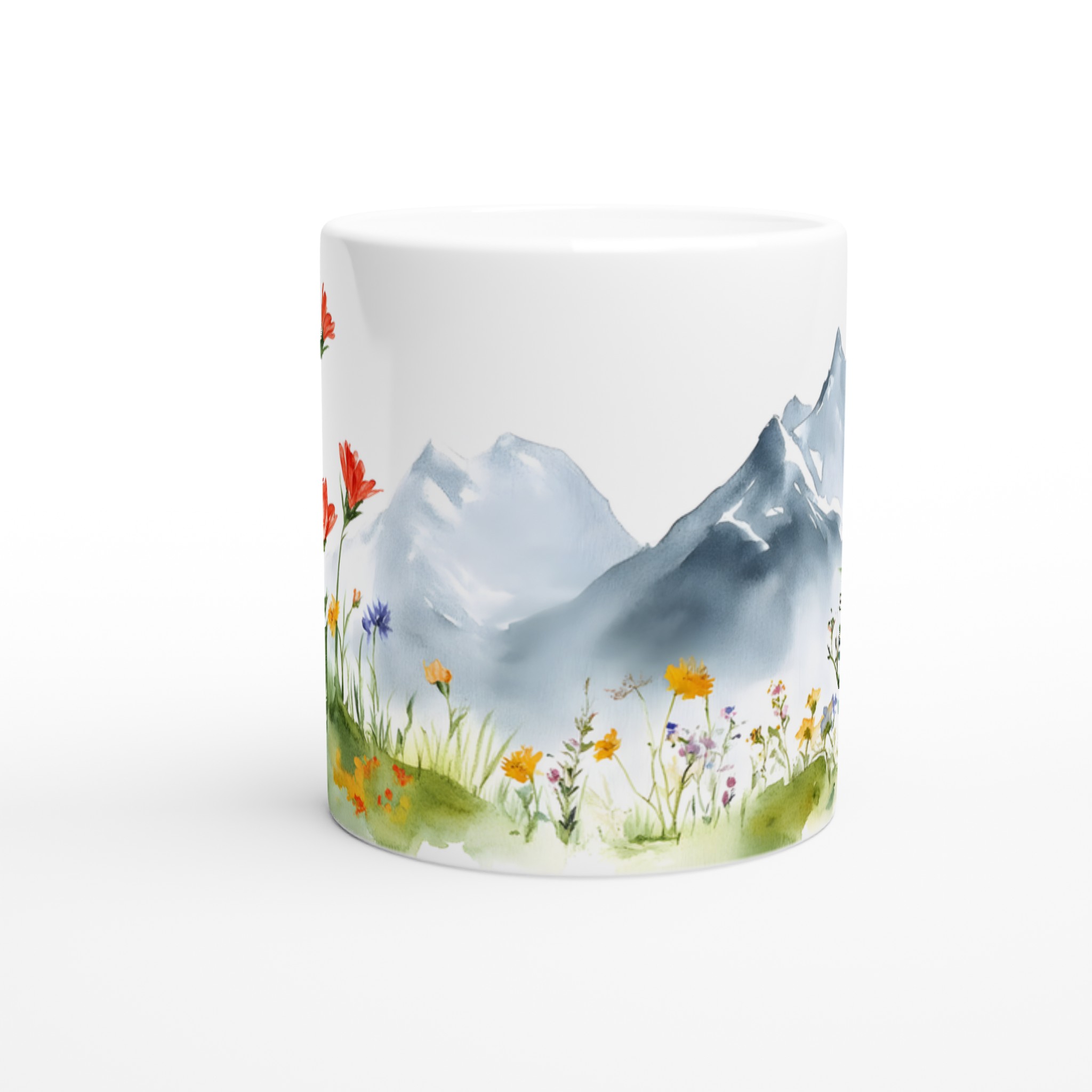Akvarellblommor & Berg 11oz Keramisk Mugg – Konstnärlig Design för Din Favoritdryck 8 99038d21-a3c0-43cc-97ad-e348ec35198a
