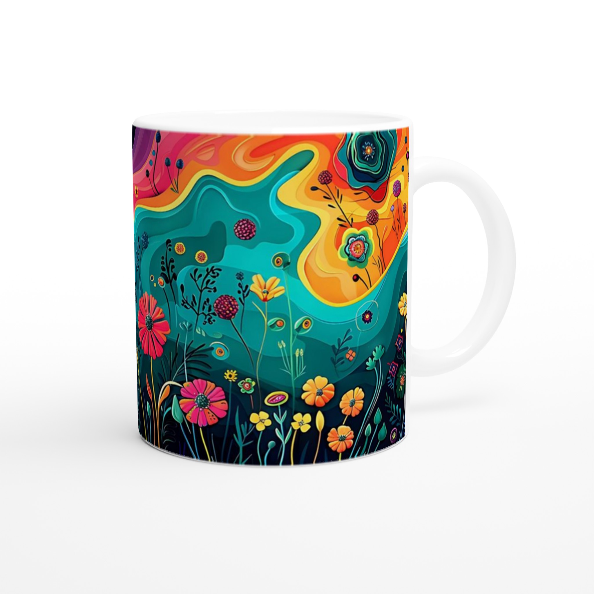 Abstrakt Blomsterprakt Mugg - Färgstark Keramik för Din Födelsedagspresent eller Kaffestund 9 9920733c-52f5-4402-af02-f451615b2515