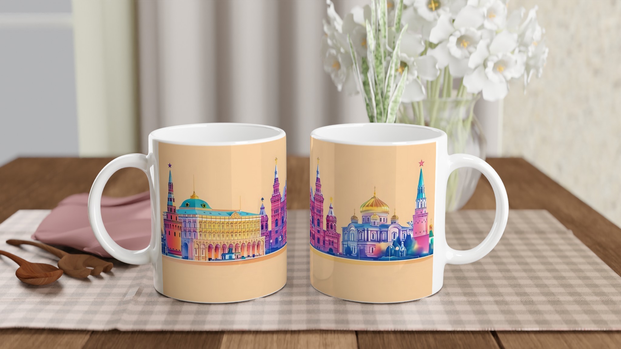 Färgglad Stadsbild Mugg – Arkitektur i Pastellnyanser – Välj bland 7 Färgstarka Alternativ 10 992437b6-4ed2-4e9d-a15e-3cc9e72e742d