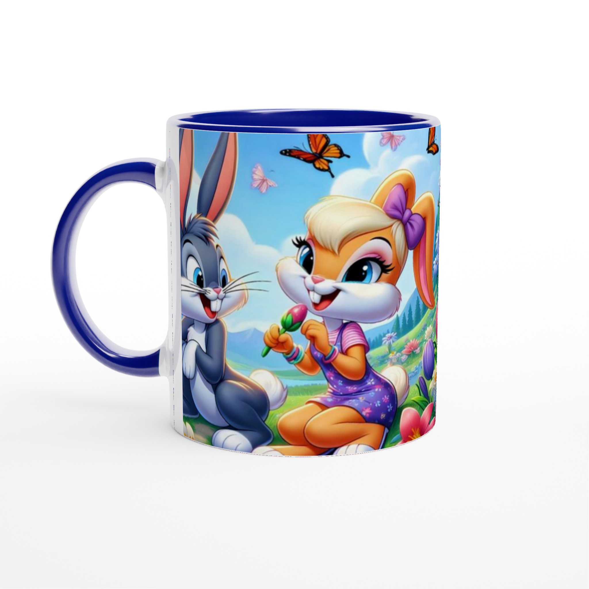 Vit 11oz keramisk mugg med lekfulla kaniner – välj bland sju livfulla färger 3 992e6c6d-efcf-4c2e-9b4d-049192a055b4