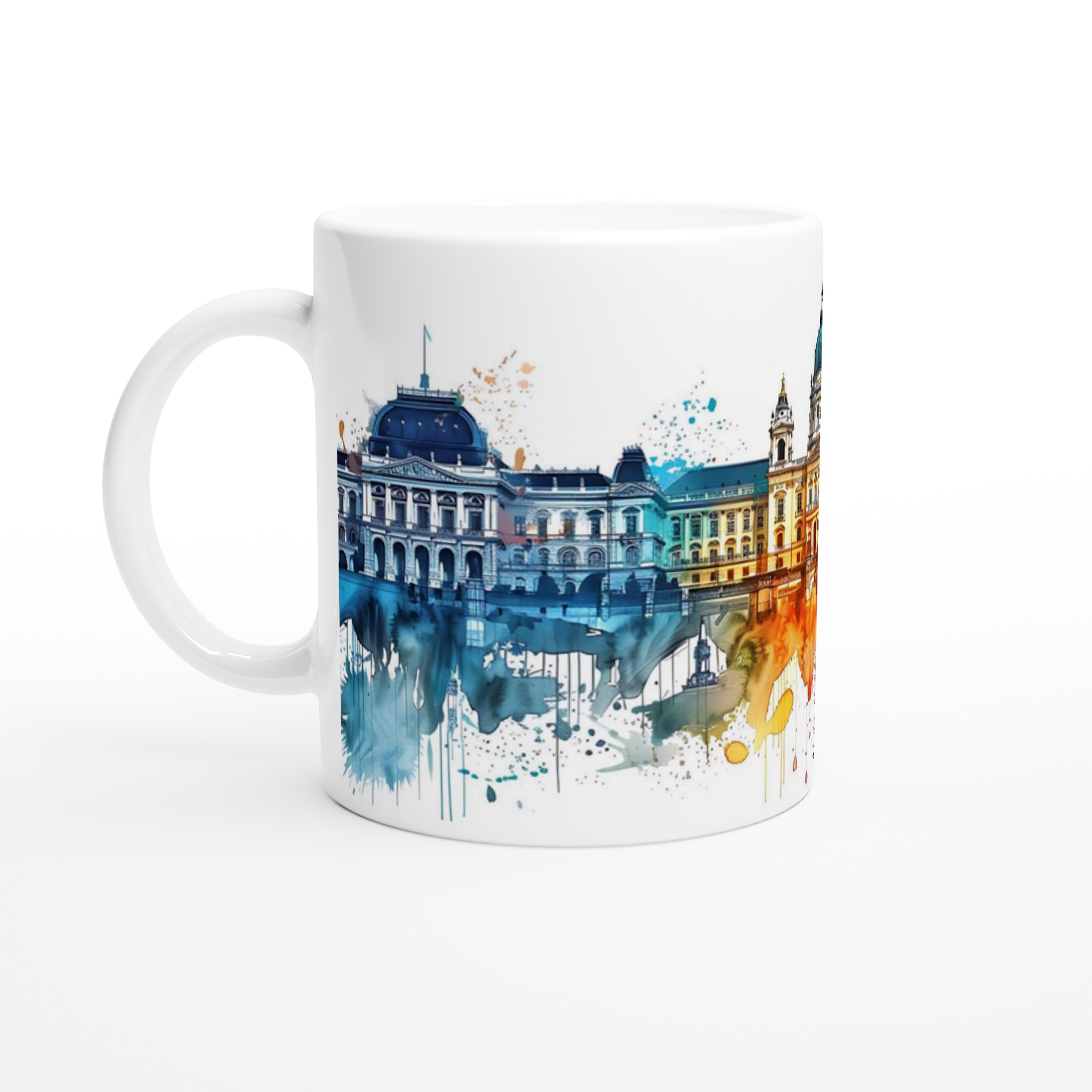 Abstrakt Stadsbild Akvarell Mugg – Levande Färger & Kreativ Design, Välj din Favoritfärg! 1 995b4791-3c6d-4971-84c5-7070558f90ea