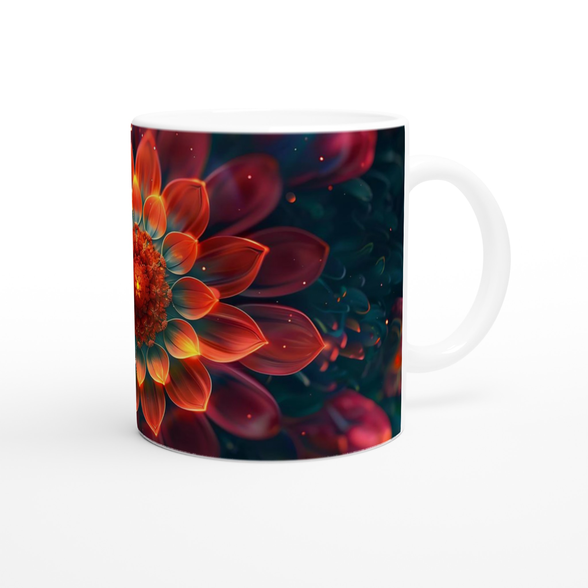 Glödande Blomsterdröm – 11oz Keramisk Mugg för Konstälskare, Välj Din Färg! 10 998290b9-09aa-4b6e-9bd9-a773327034c1