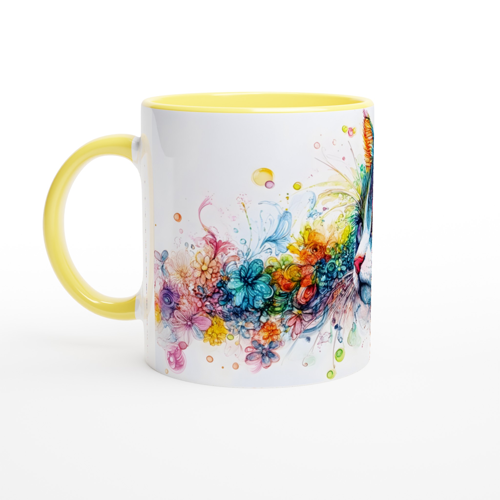 Färgsprakande Katt & Blommor Keramikmugg – Konstnärlig Design i Välj din Färg, 11oz 3 998a09e8-bfce-4f84-bc32-a3690c902a8d