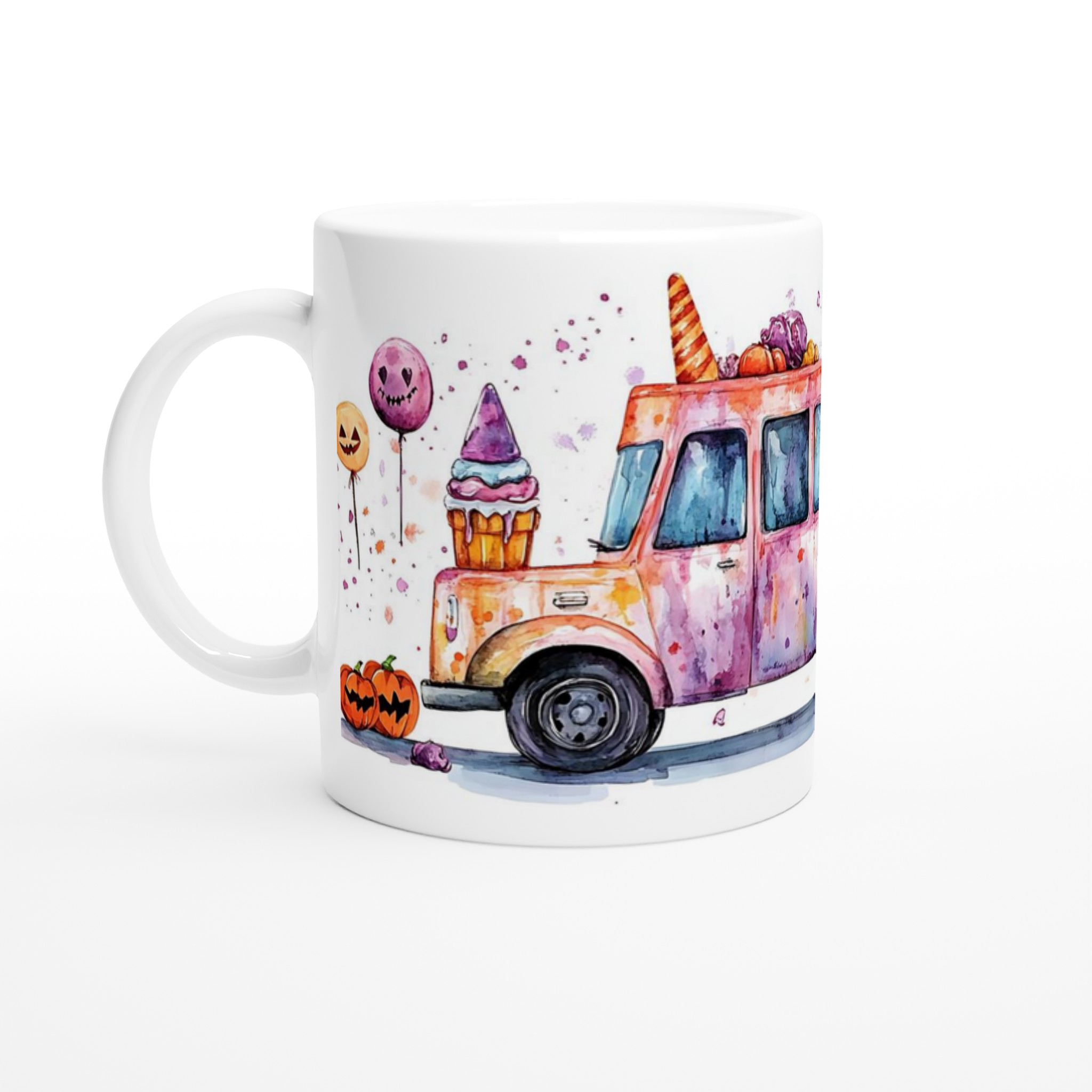 Magisk Halloween-Mugg: En Godisbil i Akvarell | 11oz Keramisk Kaffemugg 1 99ebc53b-6e76-4555-990a-4e3847e0e76f