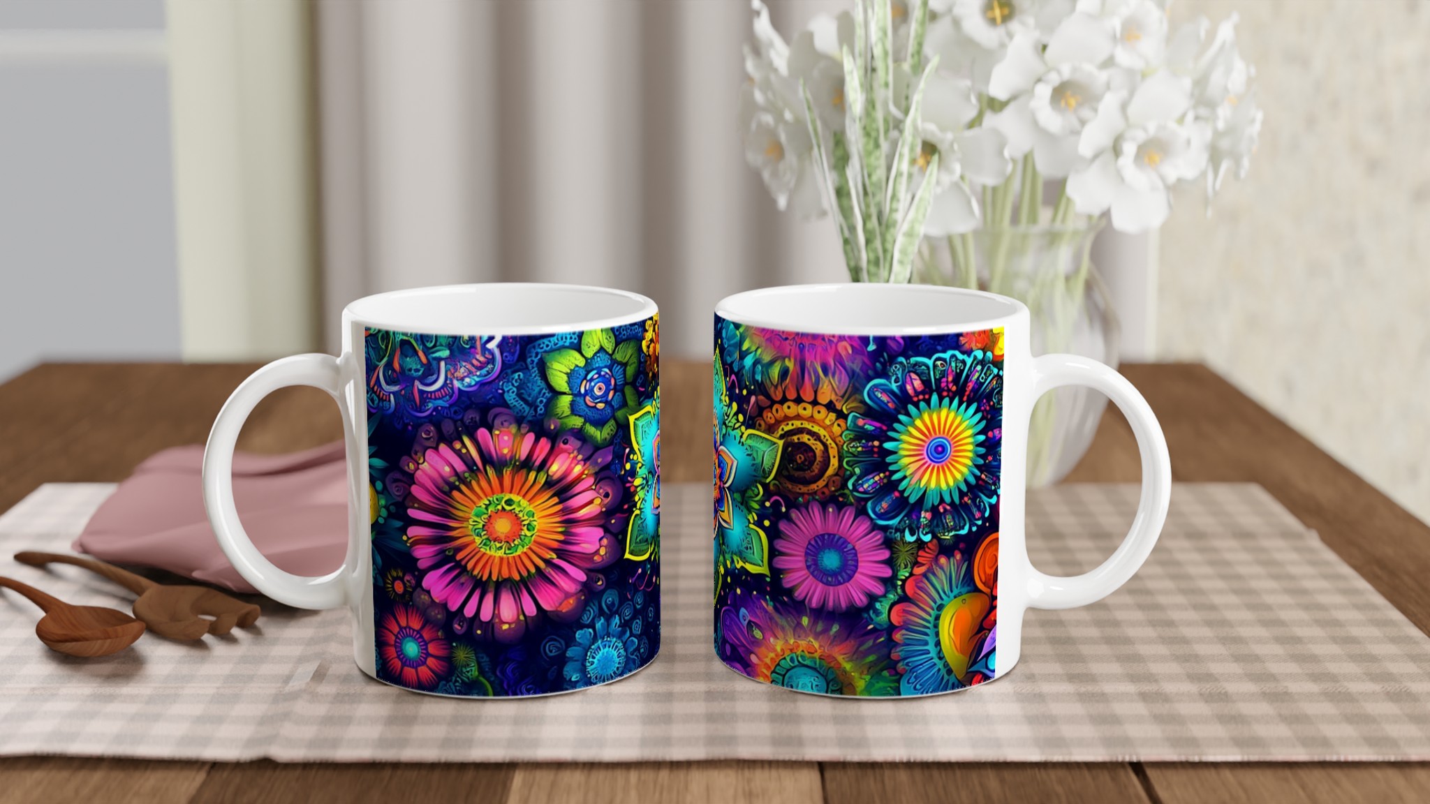 Psykedelisk Floral Mugg – Livfulla Mandala Blommor i 11oz Keramik, Välj Din Färg! 10 99f8df33-fd1c-4083-bf0f-97d387bf3a5b