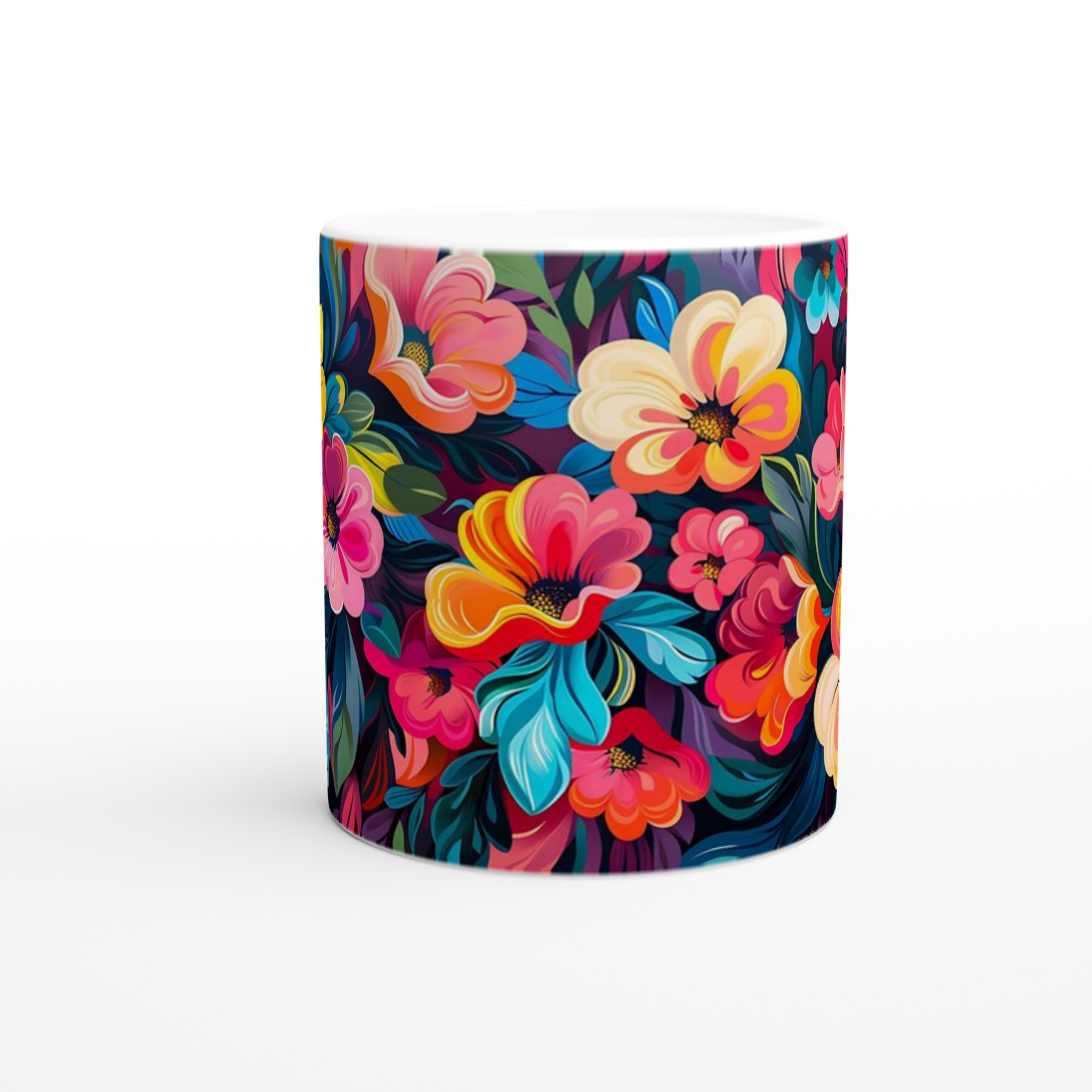 Färgsprakande Blomstermugg – 11 oz Keramikmugg i ditt Val av Sju Livfulla Färger 8 9a1ce49b-9db9-4ac9-951e-d8b9f6e0d41c