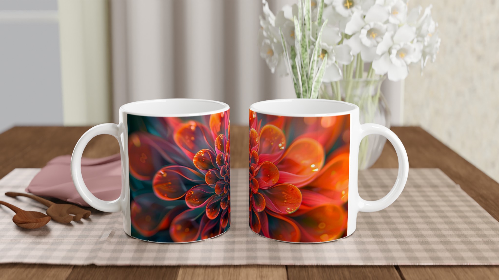 Mångfärgad blommig keramikmugg – 11 oz premiummugg i 7 livfulla färger 10 9a85cc50-dfb8-49e3-8311-7d82667496ba