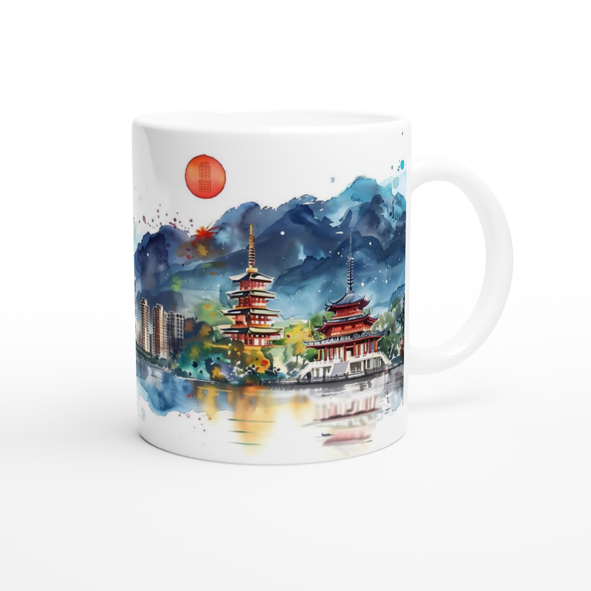Stilren Keramikmugg - Stadslandskap i Akvarell | 11oz Premium Mugg i Flera Färger 9 9a891be5-3695-4c1f-bf4b-429b2e935b24