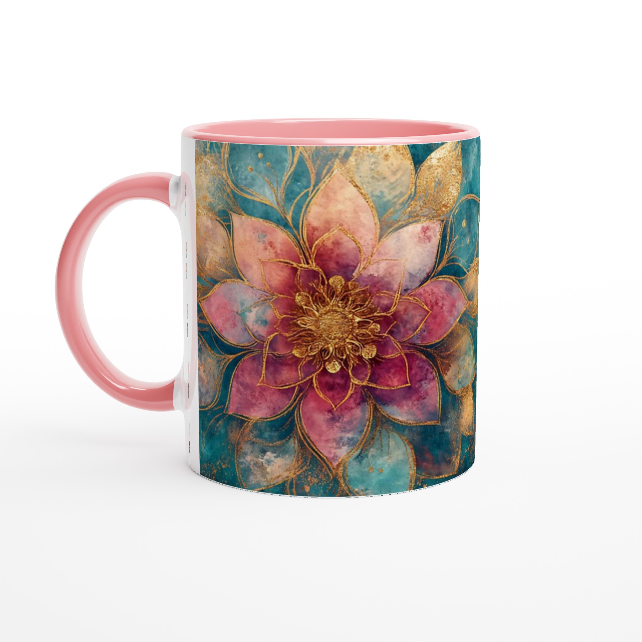 Lyxig Keramisk Mugg med Gulddetaljer & Akvarellblomma – 11oz, Välj Din Färg! 7 9a908b4f-8c40-4e13-ba80-76cf869300a4