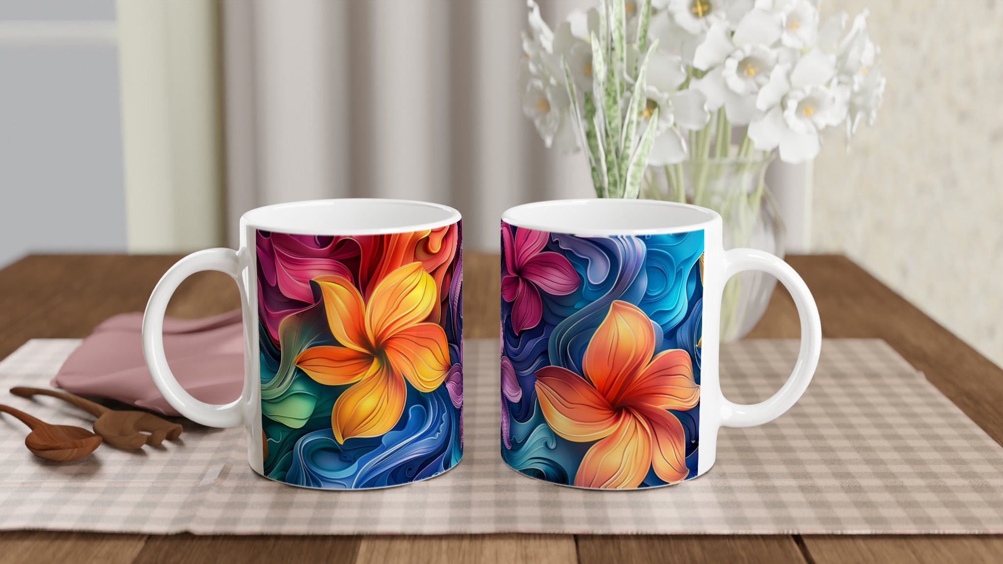Tropisk Blomsterglädje 11oz Keramikmugg – Vibrerande Färgexplosion i Ditt Val av 7 Nyanser 10 9aa35654-c4e1-4236-a35a-aabd49be4e59