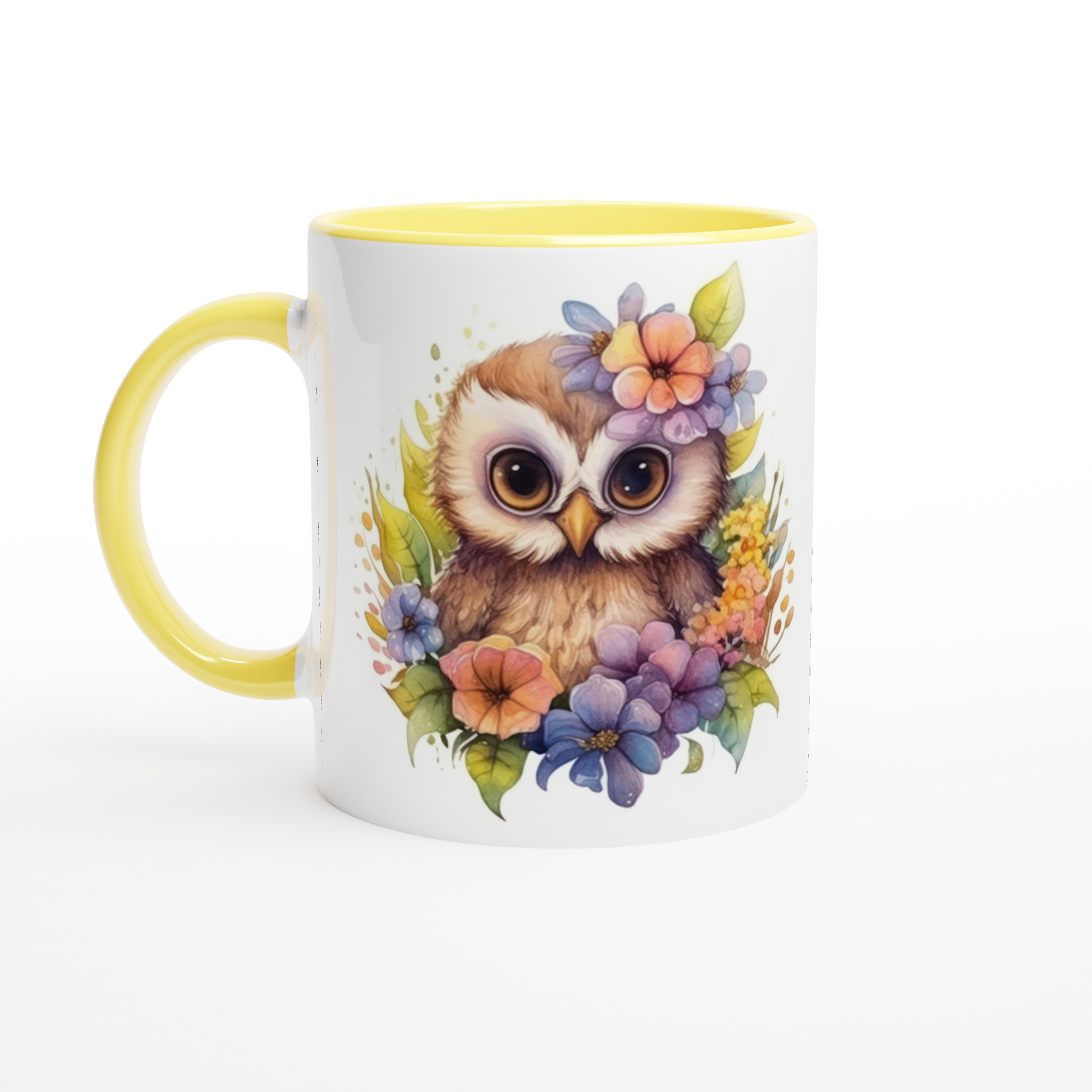 Vit 11oz keramisk mugg med charmig ugglemotiv – välj din favoritfärg för en personlig touch 3 9b9c5e47-9a69-4417-95ac-7c61b18fc472