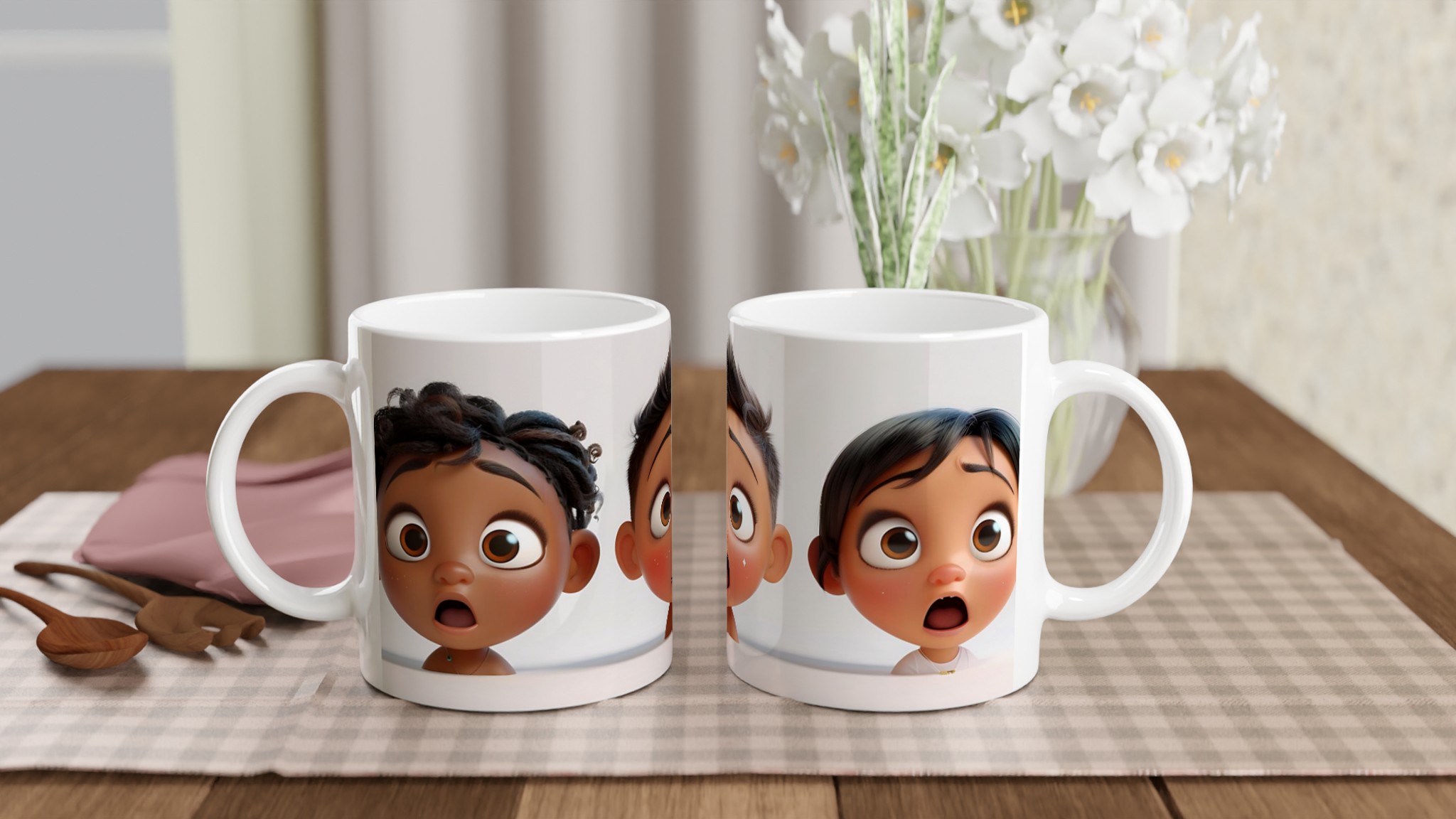 Förvånade Barn Keramisk Mugg - Rolig Kaffemugg med Söta Tecknade Ansikten i 7 Färger 11 9bb301e4-1337-435f-81e3-a2b0c65bcbd1