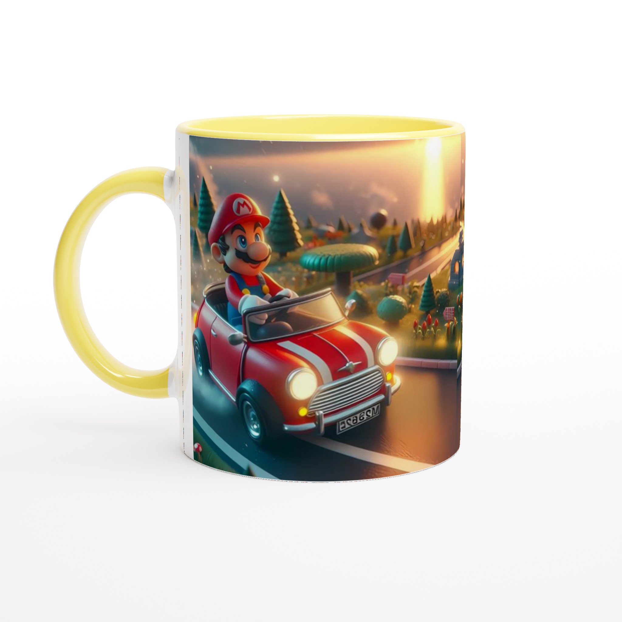 Vit 11oz keramisk mugg med lekfull racerbilsdesign i flera färgstarka nyanser 3 9bb3d61f-d022-4374-876f-79db2e1b1f19