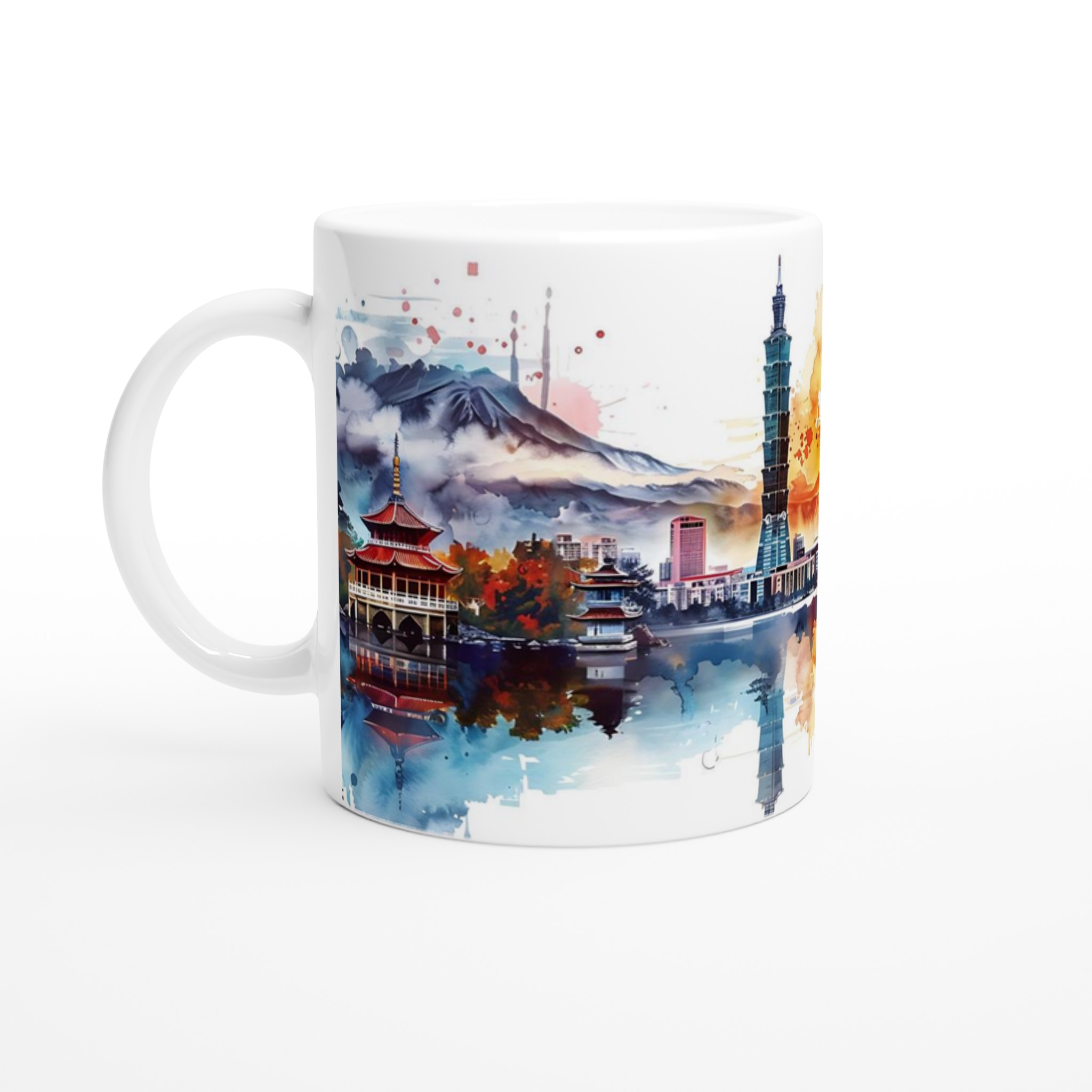 Taipei Watercolour Cityscape Mugg – 11 oz premium keramikmugg i ditt val av 7 färger 1 9bbea07c-834d-4d71-a16a-ac9ffd49ea22