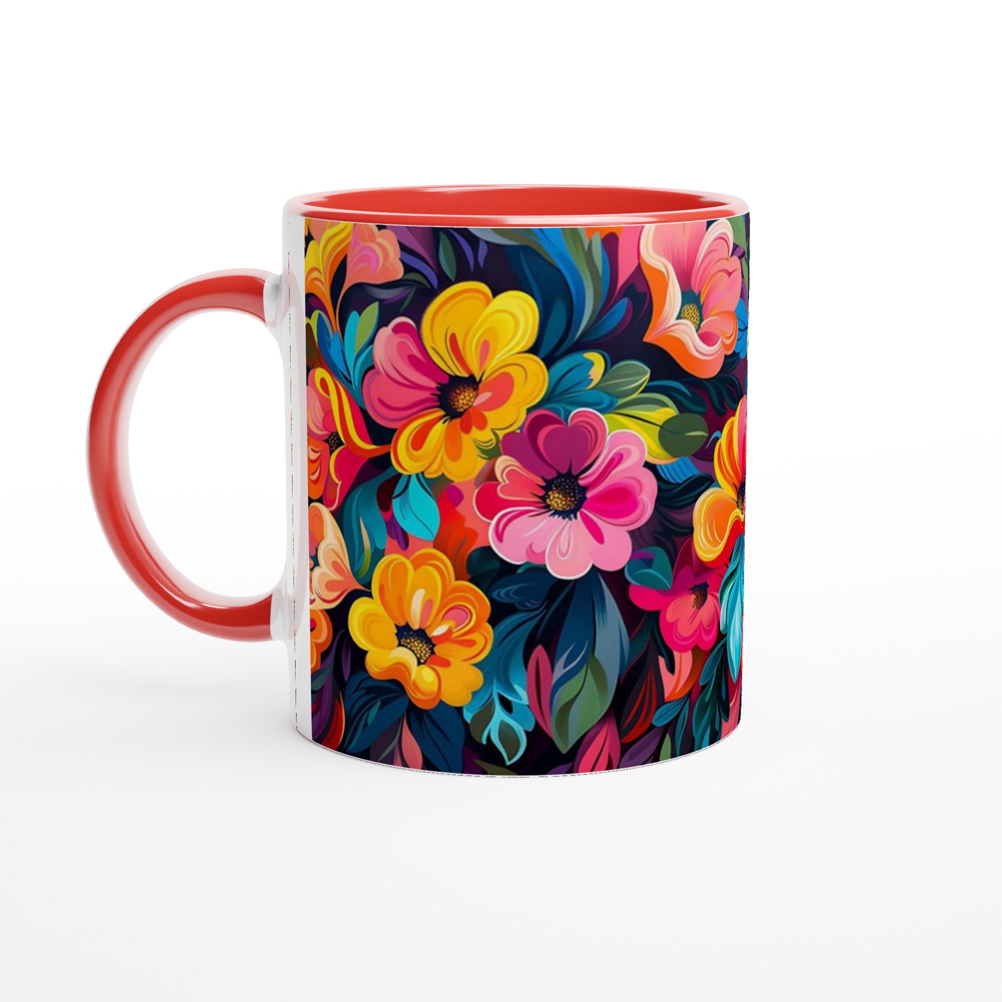 Färgsprakande Blomstermugg – 11 oz Keramikmugg i ditt Val av Sju Livfulla Färger 5 9bd099e2-c811-4d56-ab8d-3abfa9b97e7e