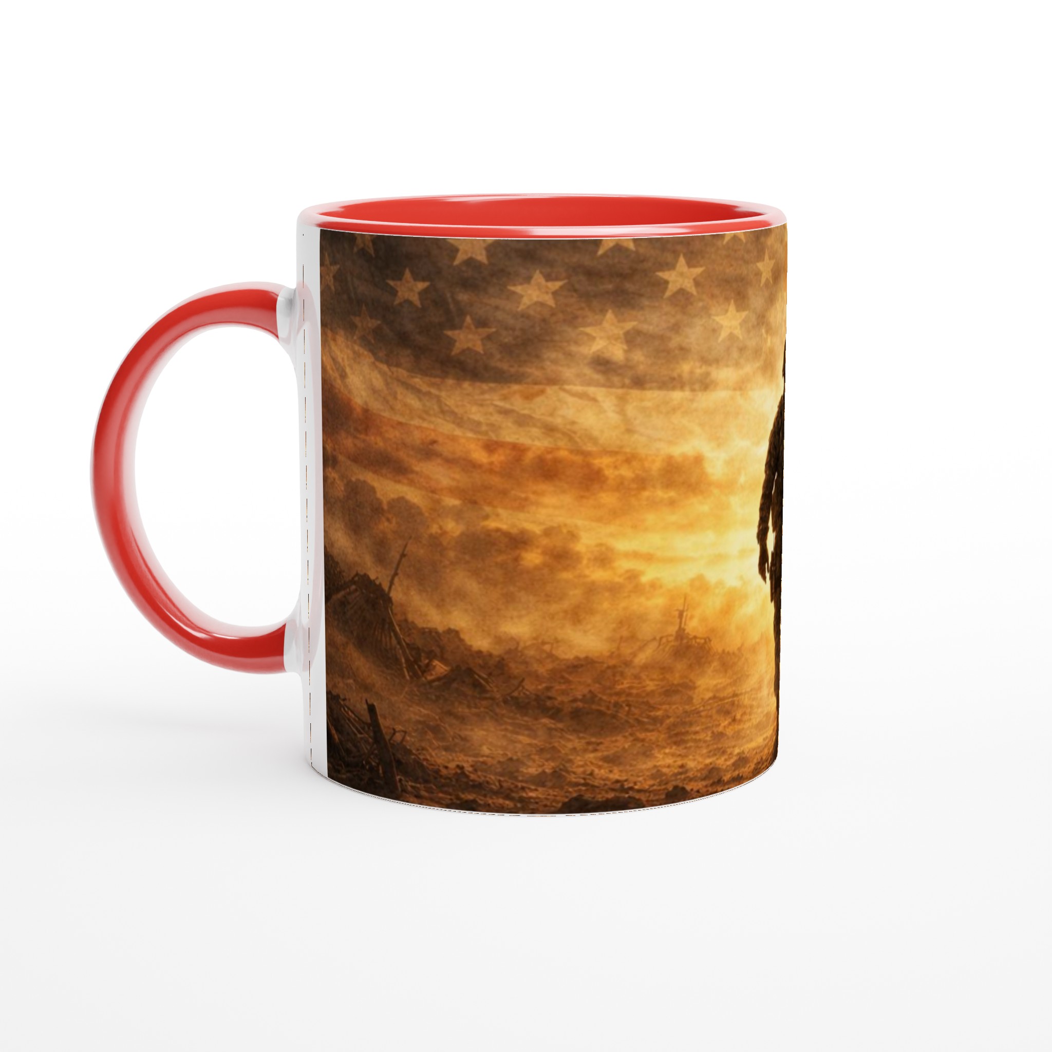 Vit 11oz keramisk mugg med patriotiskt amerikanskt soldatmotiv i flera färgalternativ 5 9bda77ea-52bc-4615-9694-9b4a9c25398e