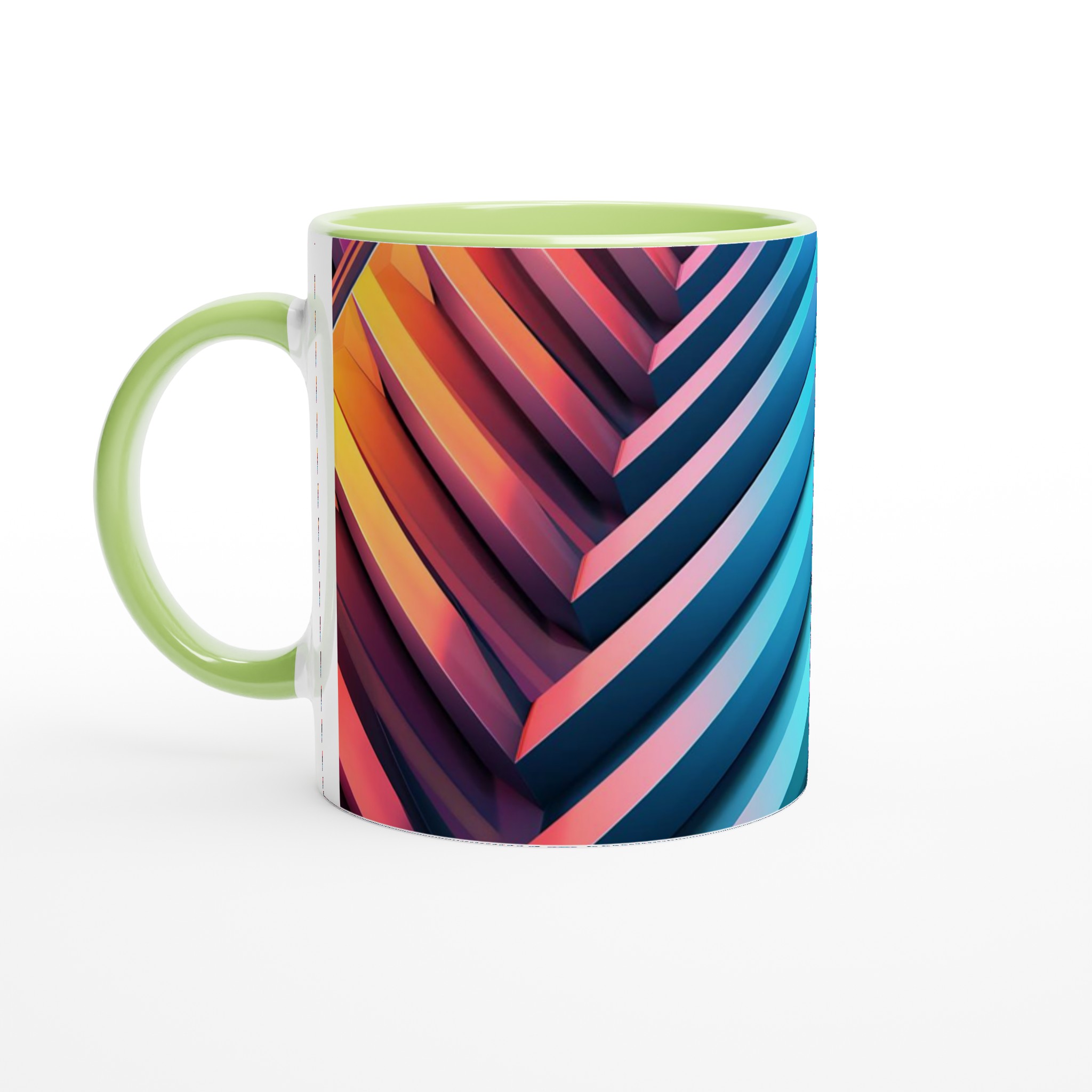 Abstrakt Chevron Mugg – 11oz Keramisk Kaffekopp i Levande Neonfärger, Perfekt för Den Moderna Vardagen 7 9be32f8e-d21a-418a-ab6d-da441210e87b
